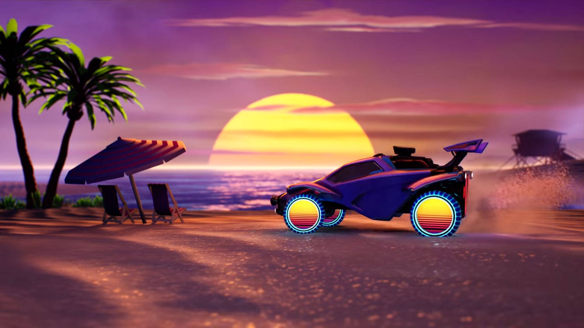 Rocket League car, glowing purple, futuristic car, Full HD Desktop Wallpaper