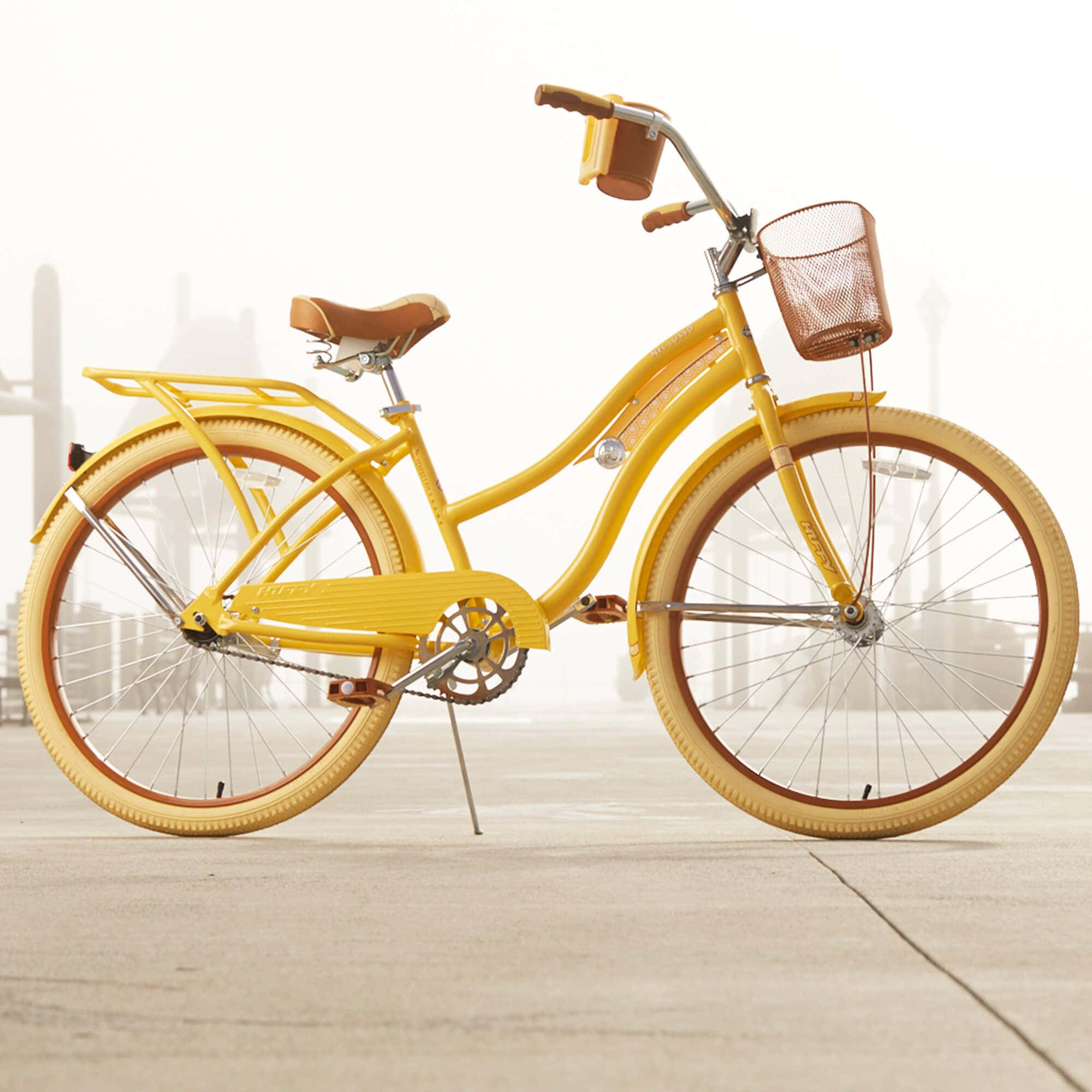Beach Cruiser, vintage bicycle, bright yellow, Full HD Desktop Wallpaper