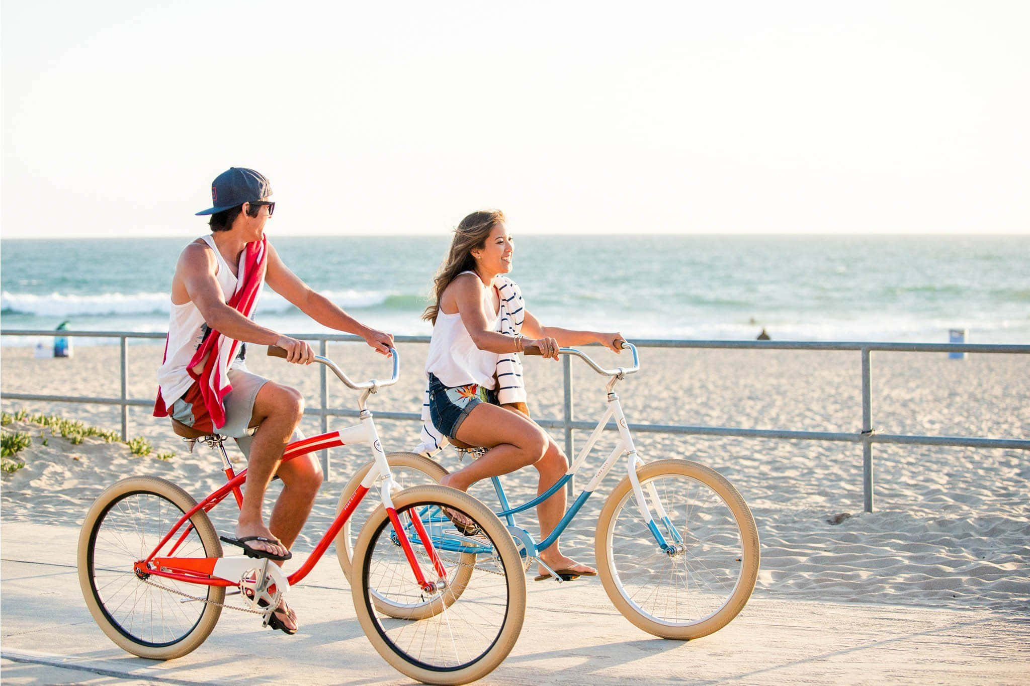 Beach Cruiser, coastal boardwalk, ocean waves, Full HD Desktop Wallpaper