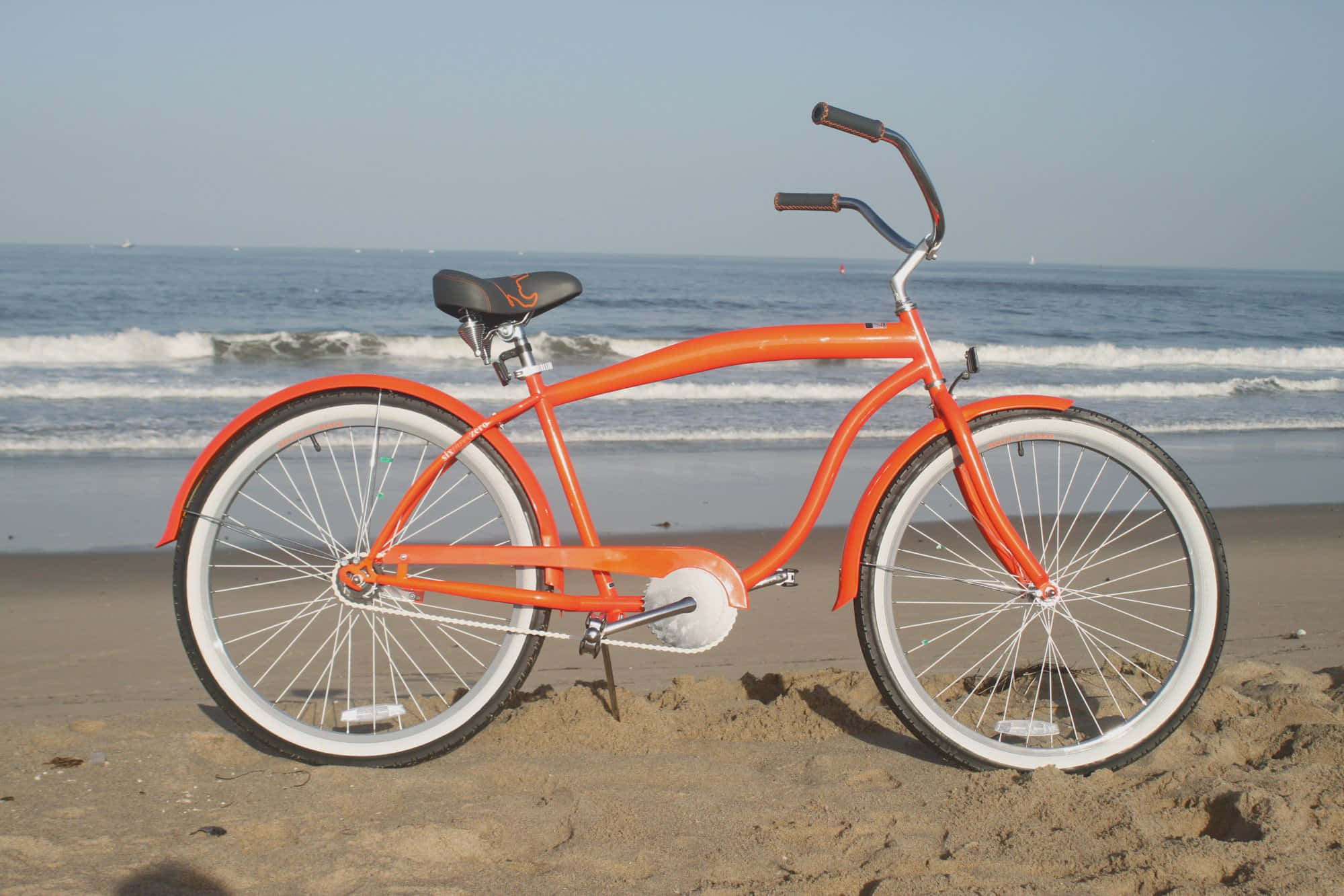 beach cruiser 2000, vibrant orange, sandy shores, Full HD Desktop Wallpaper