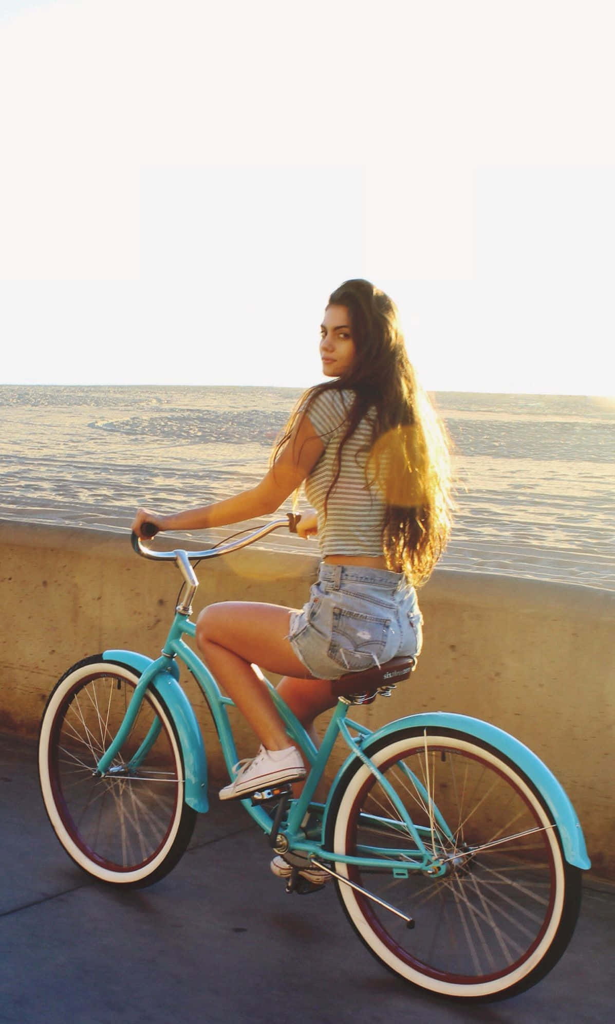 beach cruiser, turquoise, seaside promenade, Full HD Phone Wallpaper
