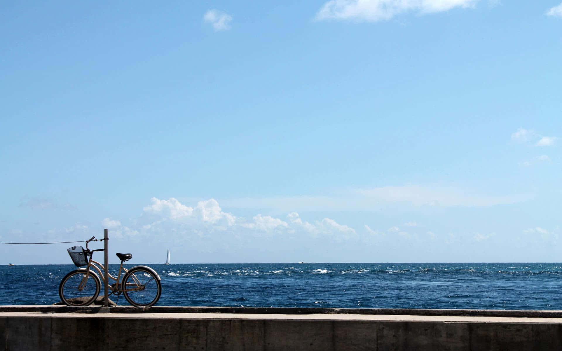 beach cruiser, seaside promenade, blue ocean, Full HD Desktop Wallpaper