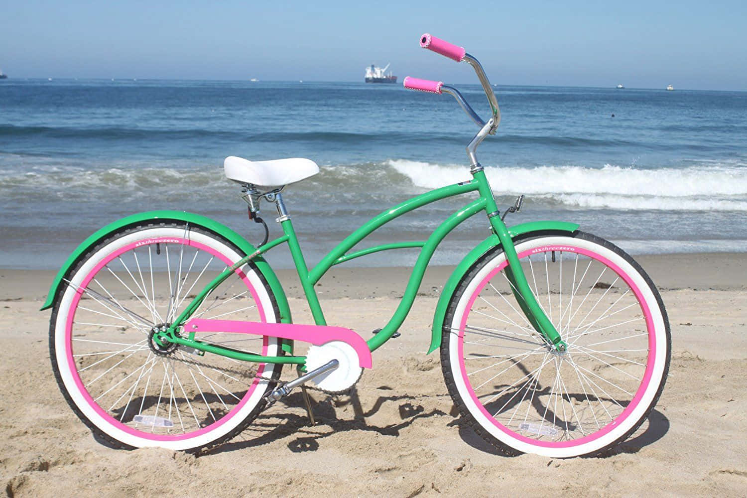 Beach Cruiser, vibrant green, pink accents, HD Desktop Wallpaper