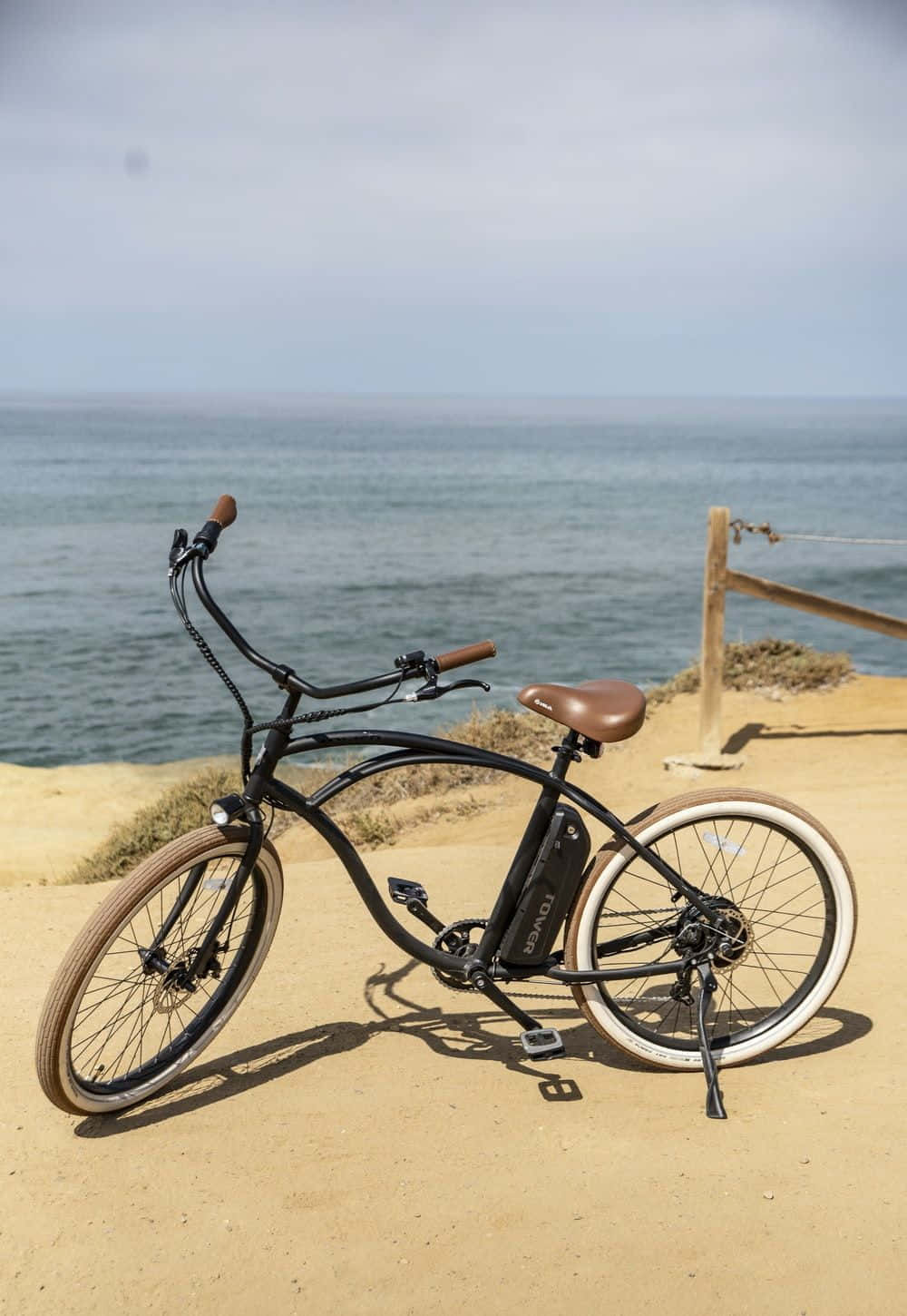 beach cruiser, black, brown leather saddle, HD Phone Wallpaper