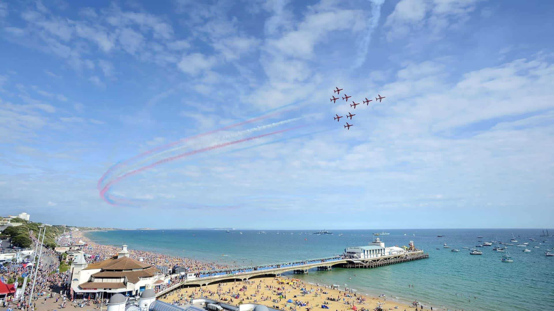 Beach Party, 1920 x 1080, red jet planes, Full HD Desktop Wallpaper