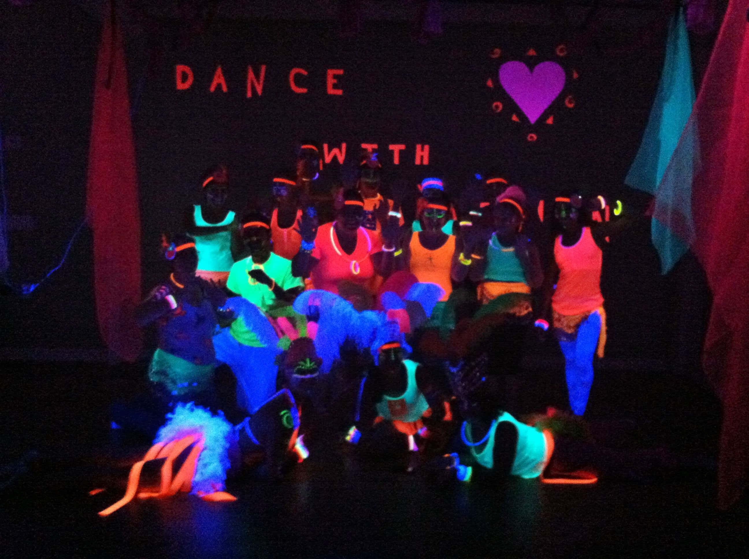 Neon Dance Party Glow, glowing neon outfits, blacklight, 2K Desktop Wallpaper
