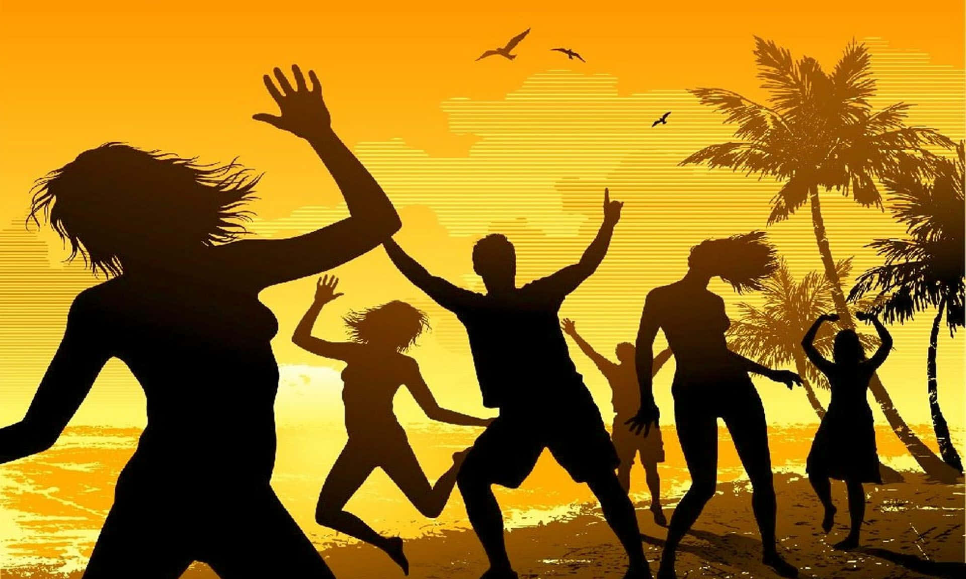 Beach Dance Party, sunset, beach, Full HD Desktop Wallpaper