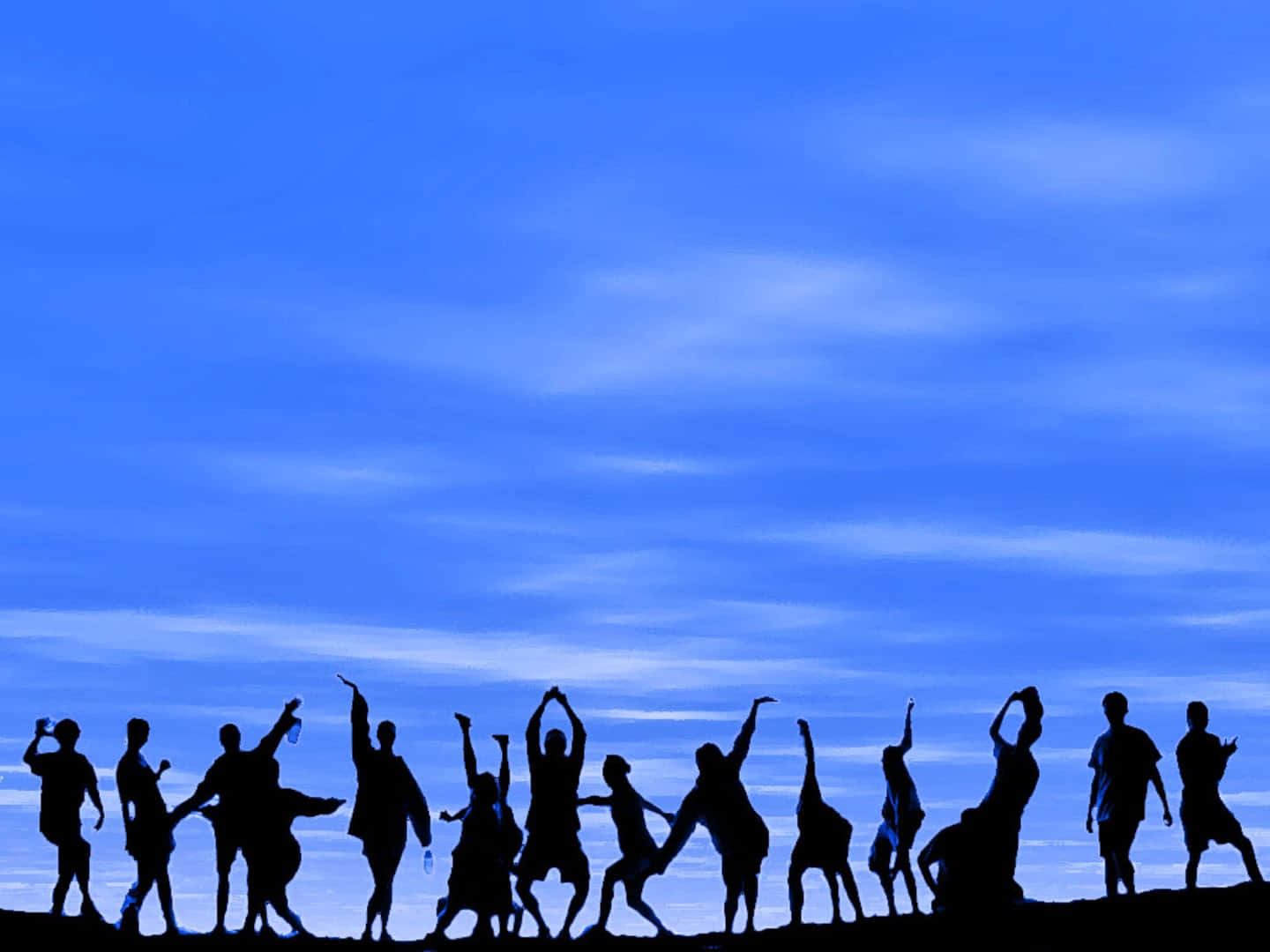 Beach Dance Party, twilight sky, soft blue clouds, HD Desktop Wallpaper