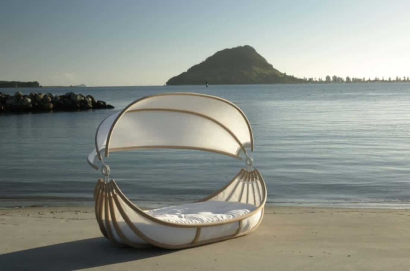beach daybed, modern white hammock chair, canopy, HD Desktop Wallpaper