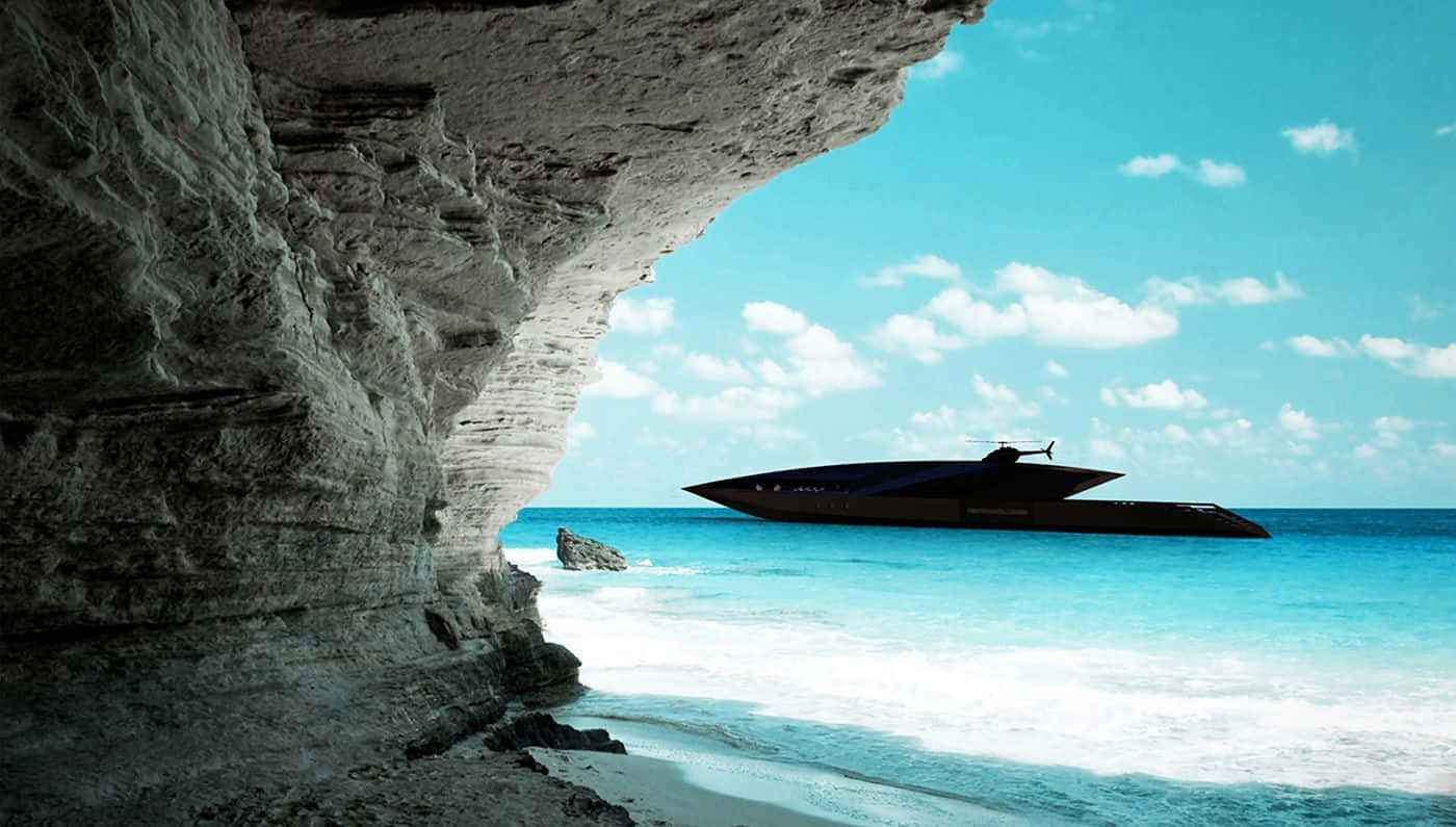 Beach Dual Monitor, speedboat, turquoise beach, HD Desktop Wallpaper