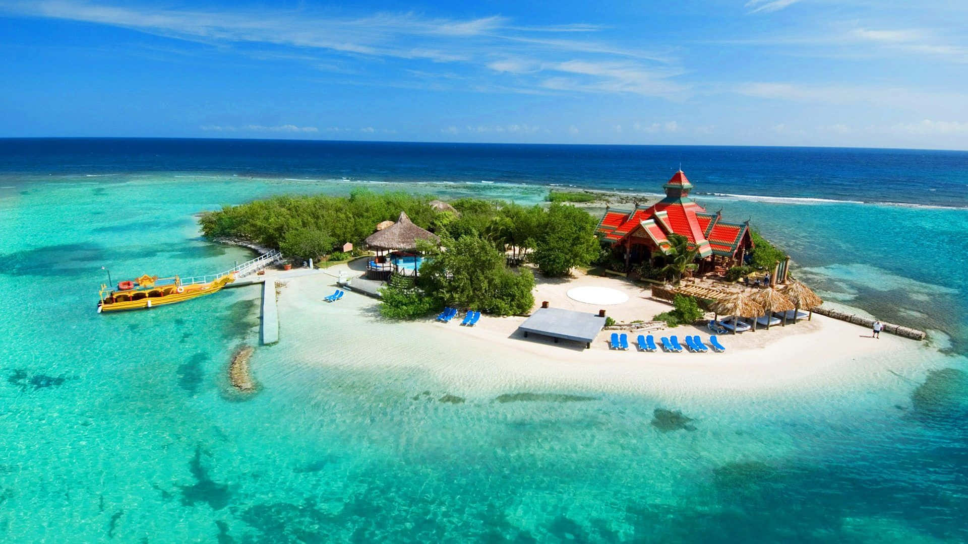 beach dual monitor, 1920 x 1080, tropical island resort, Full HD Desktop Wallpaper