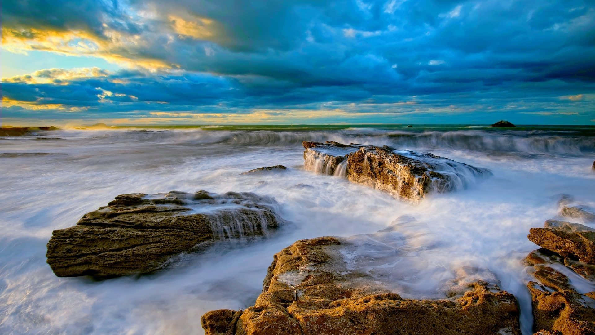 Beach Dual Monitor, 1920 x 1080, ocean waves, Full HD Desktop Wallpaper