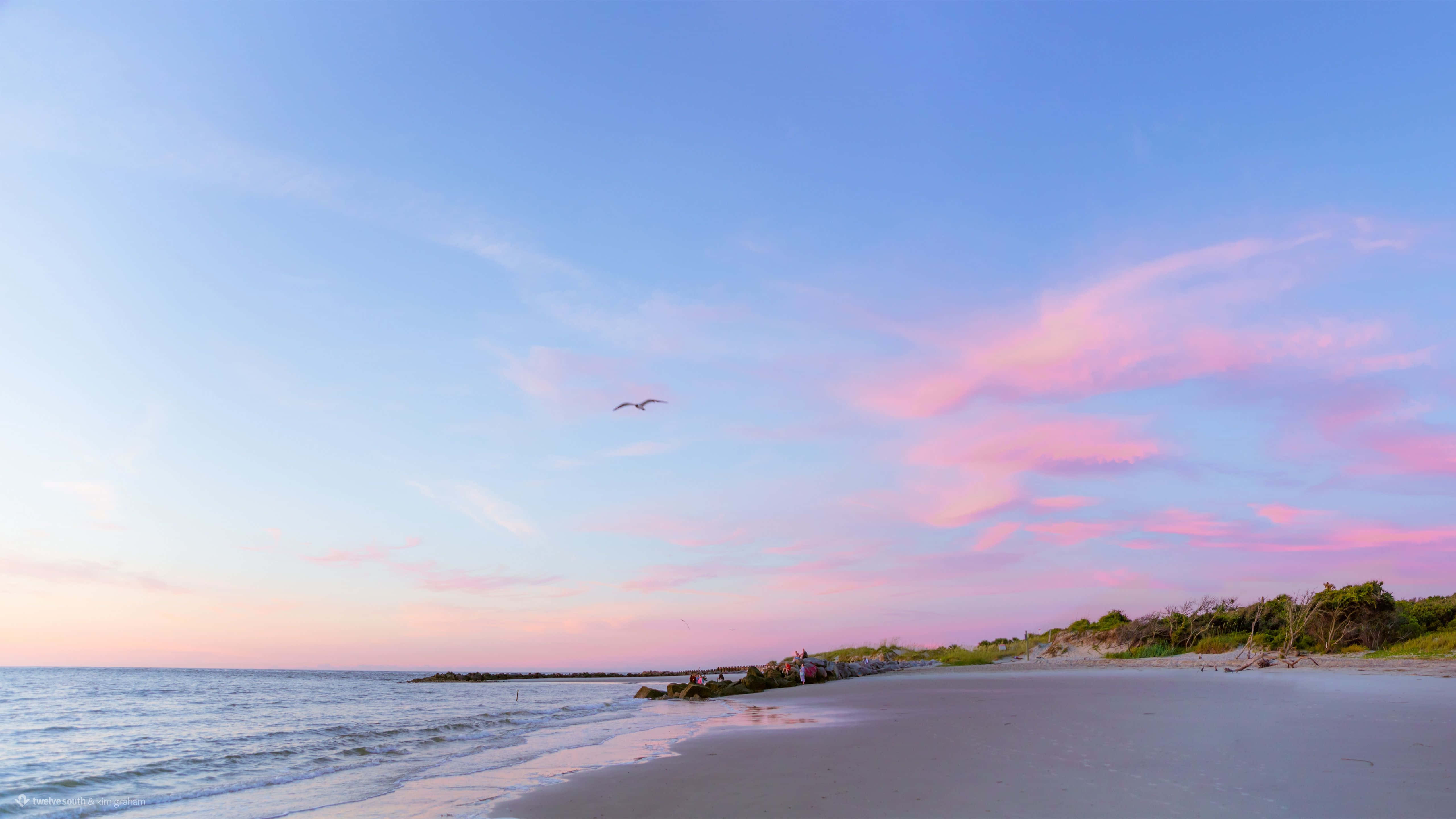 Beach Dual Monitor, 5120 x 2880, sunset, 5K Desktop Wallpaper