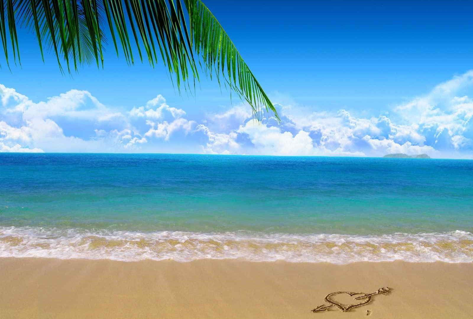 beach, turquoise waves, golden sand, HD Desktop Wallpaper