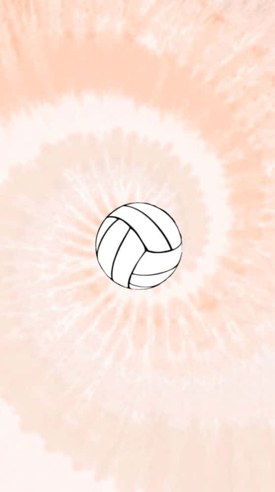 volleyball, peach tie-dye, line-art, SD Phone Wallpaper