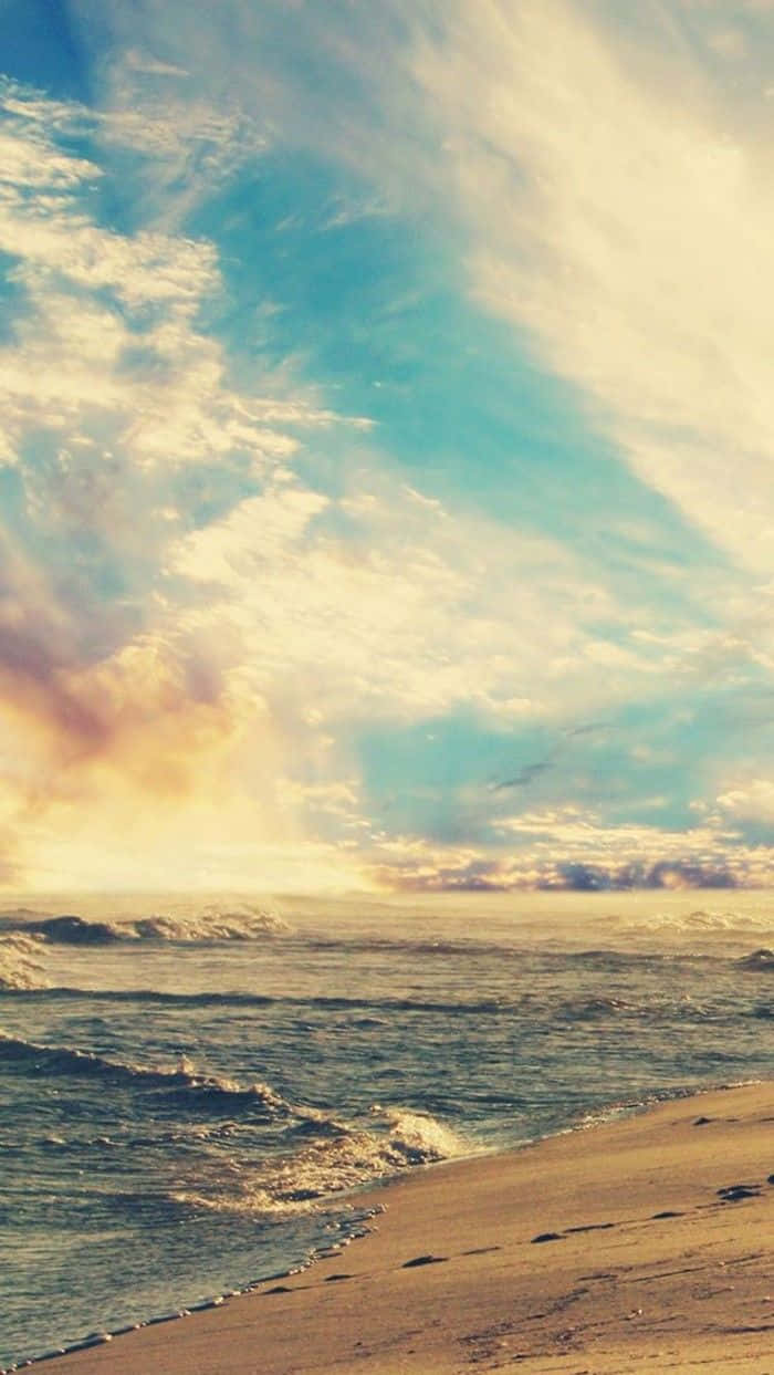 Sunset, warm golds, soft blues, SD Phone Wallpaper