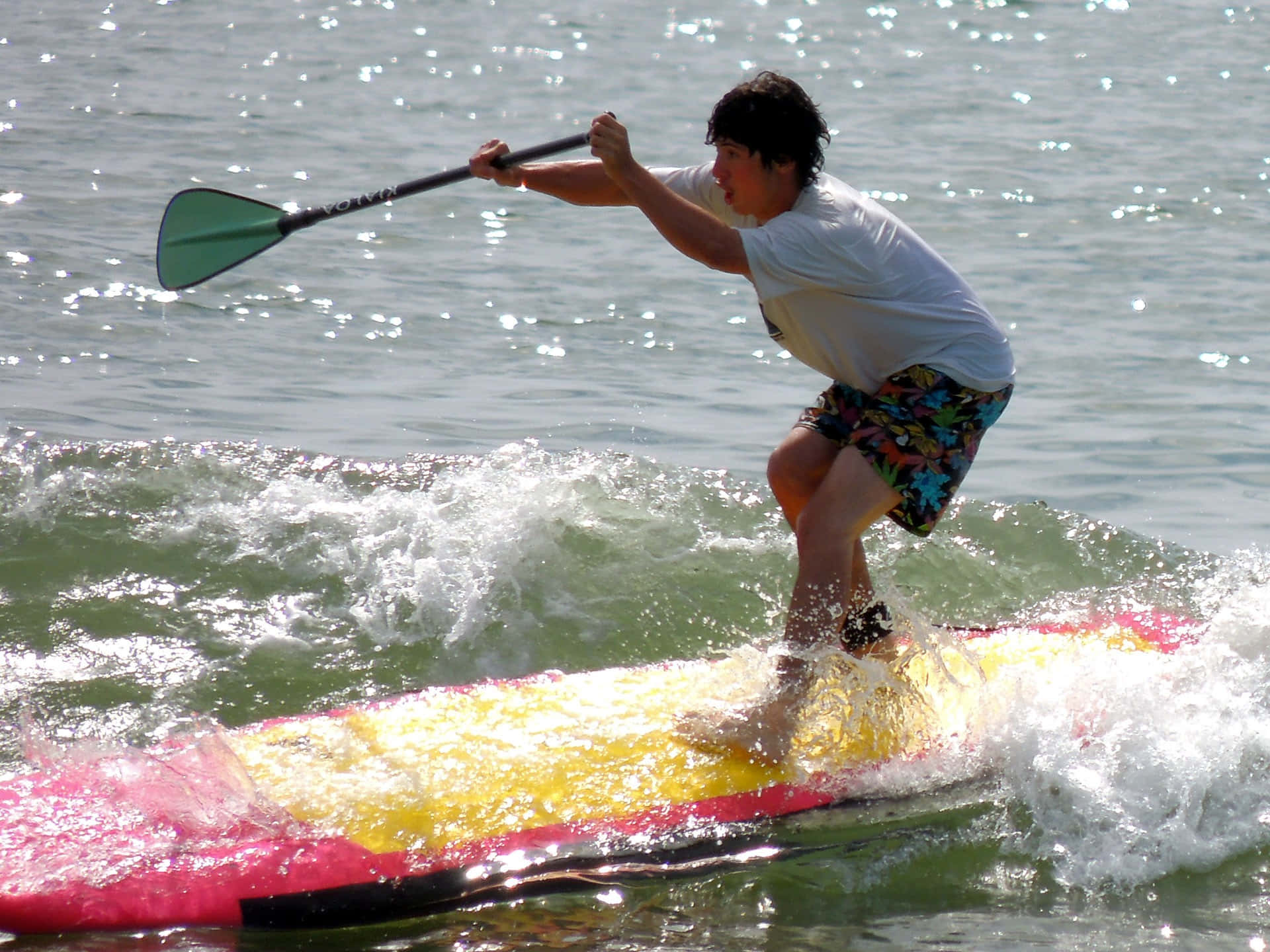 beach water sports, surfboard, ocean waves, Full HD Desktop Wallpaper