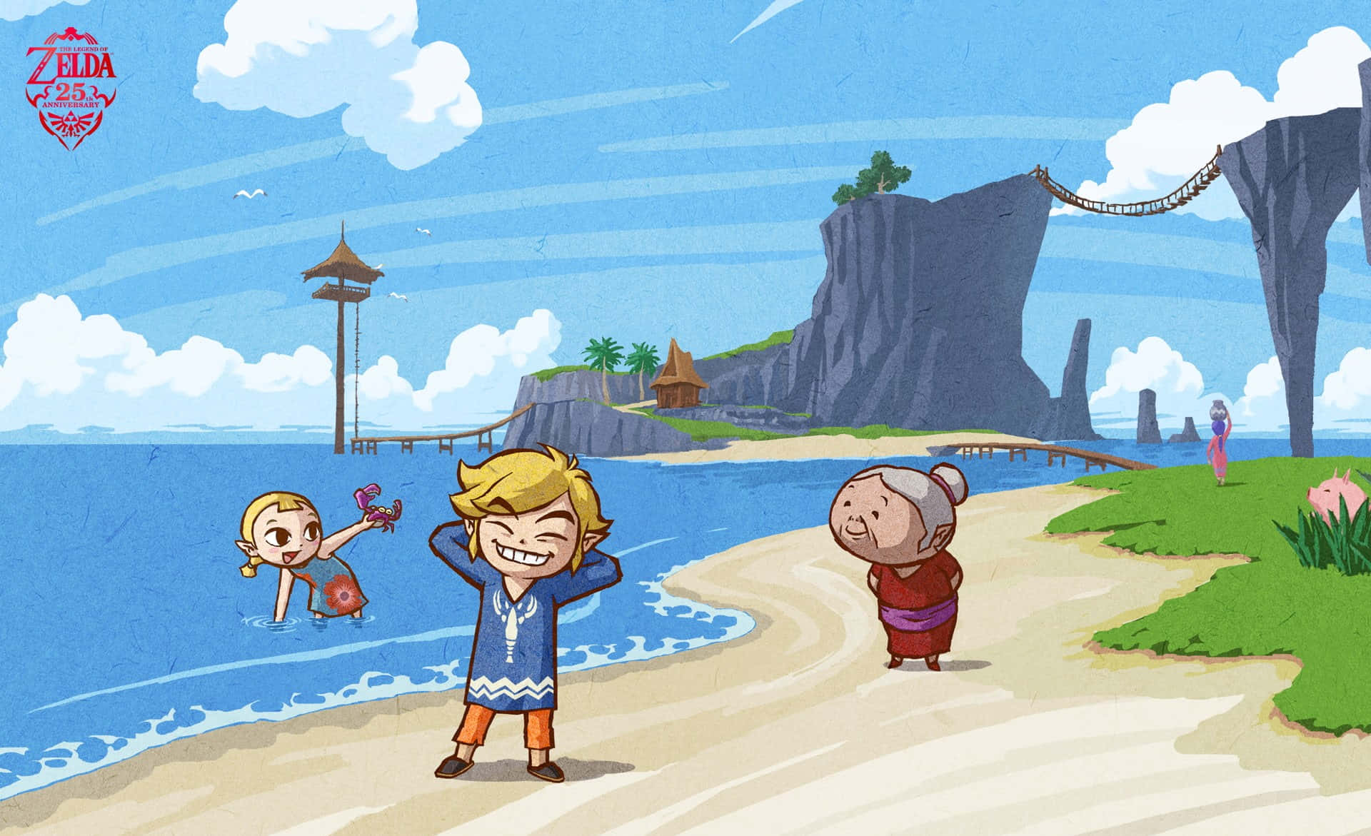 Beach Games, sunny beach, cartoon boy, Full HD Desktop Wallpaper