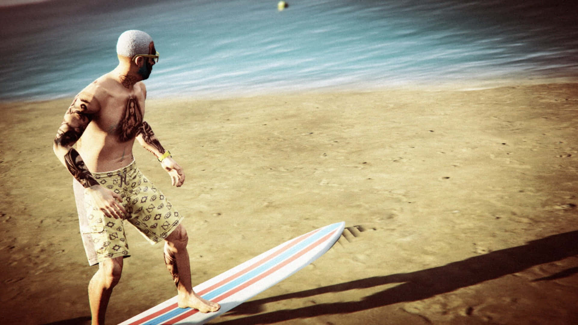 Beach Games, surfboard, beach edge, Full HD Desktop Wallpaper