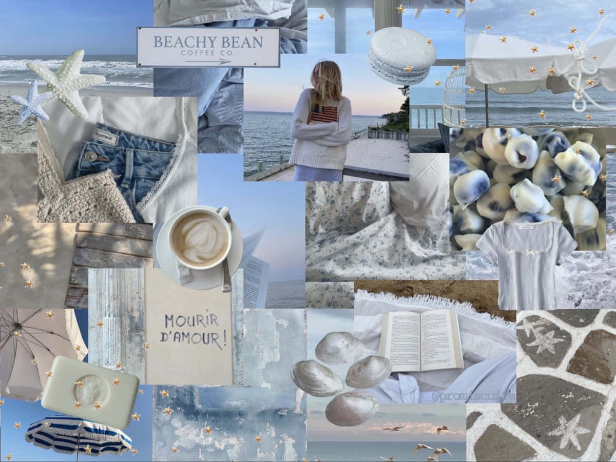 Coastal Granddaughter Aesthetic, beach-themed collage, starfish, SD Desktop Wallpaper
