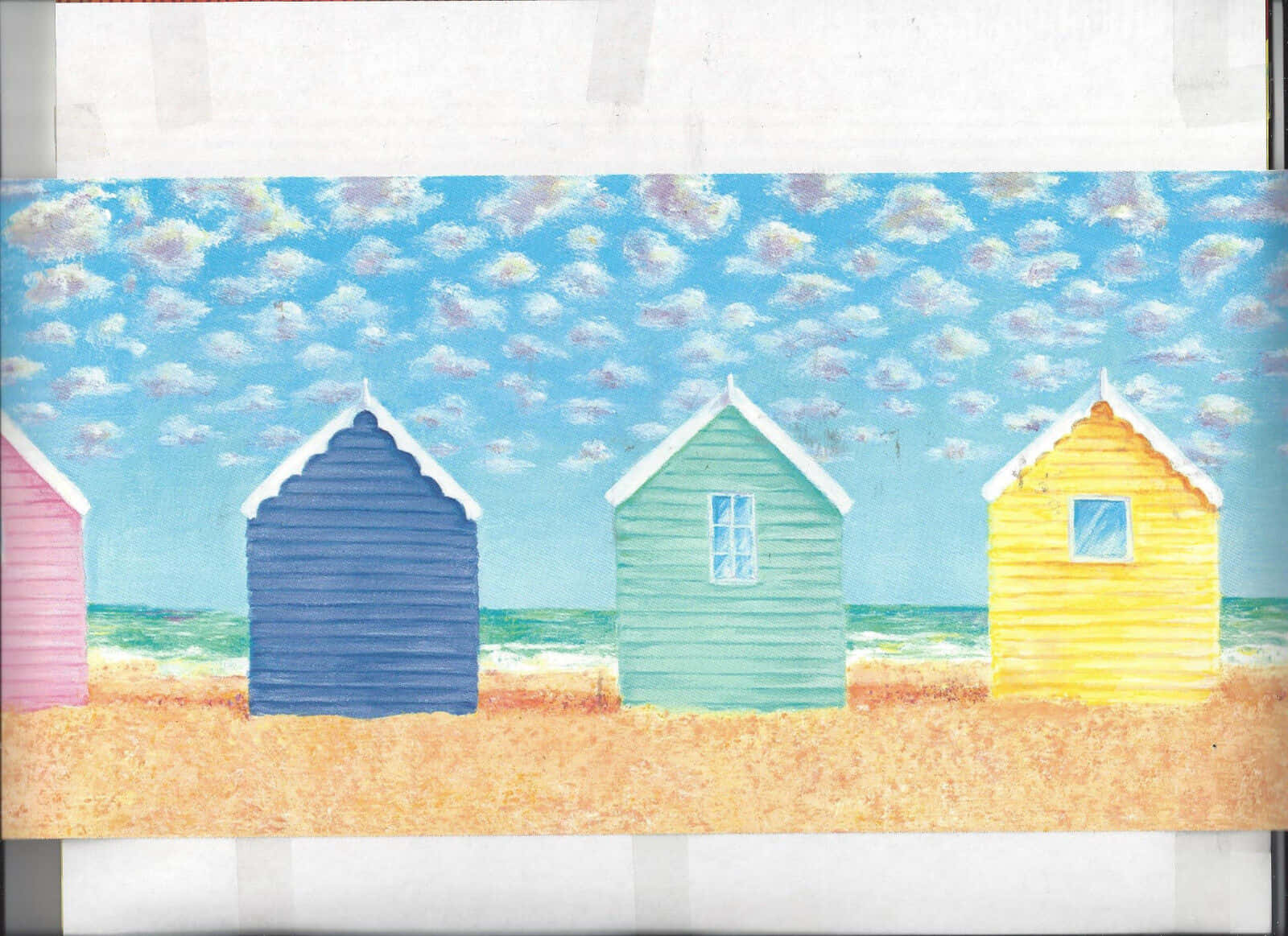 beach huts, pastel, sandy shore, HD Desktop Wallpaper