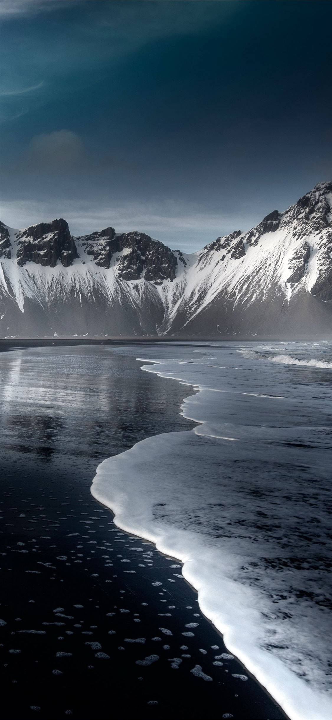 iPhone, snowy mountain, black sand beach, Full HD Phone Wallpaper