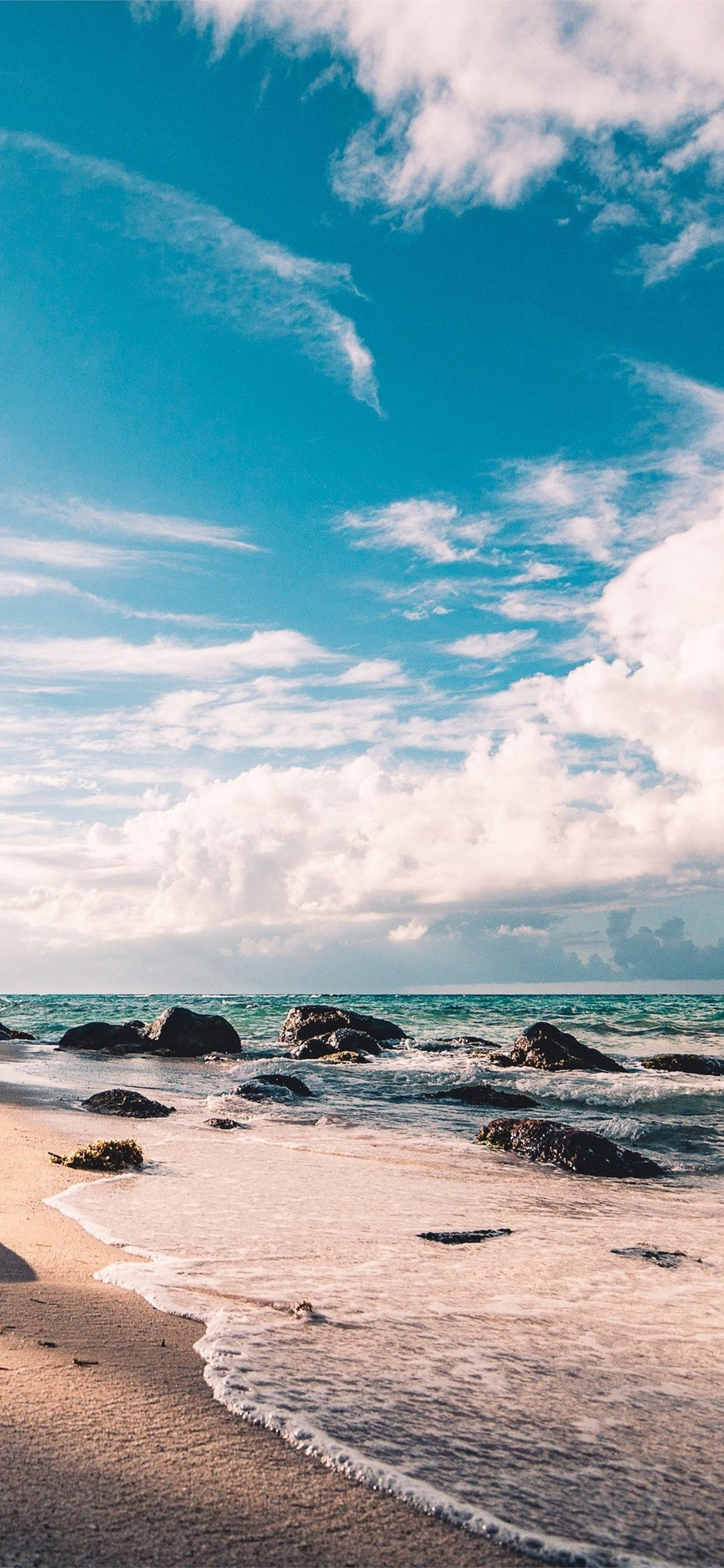 iPhone X, beach, sandy shore, 2K Phone Wallpaper