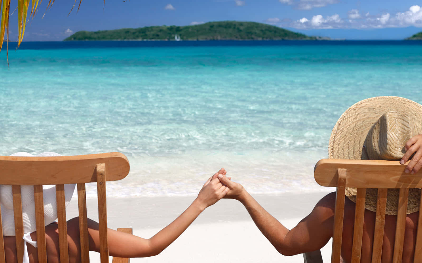 beach lovers, sunset, white sandy beach, HD Desktop Wallpaper