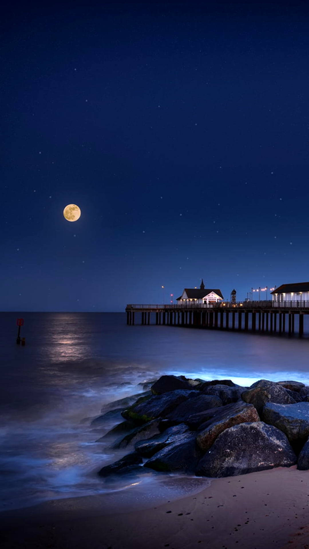 iPhone 7, beach, night, Full HD Phone Wallpaper