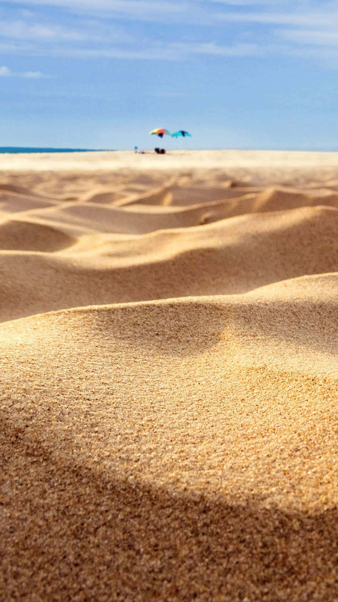 beach sand, golden sand dunes, bright blue sky, Full HD Phone Wallpaper