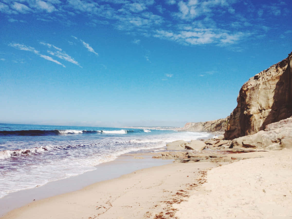 beach sand, golden sand, turquoise waves, SD Desktop Wallpaper