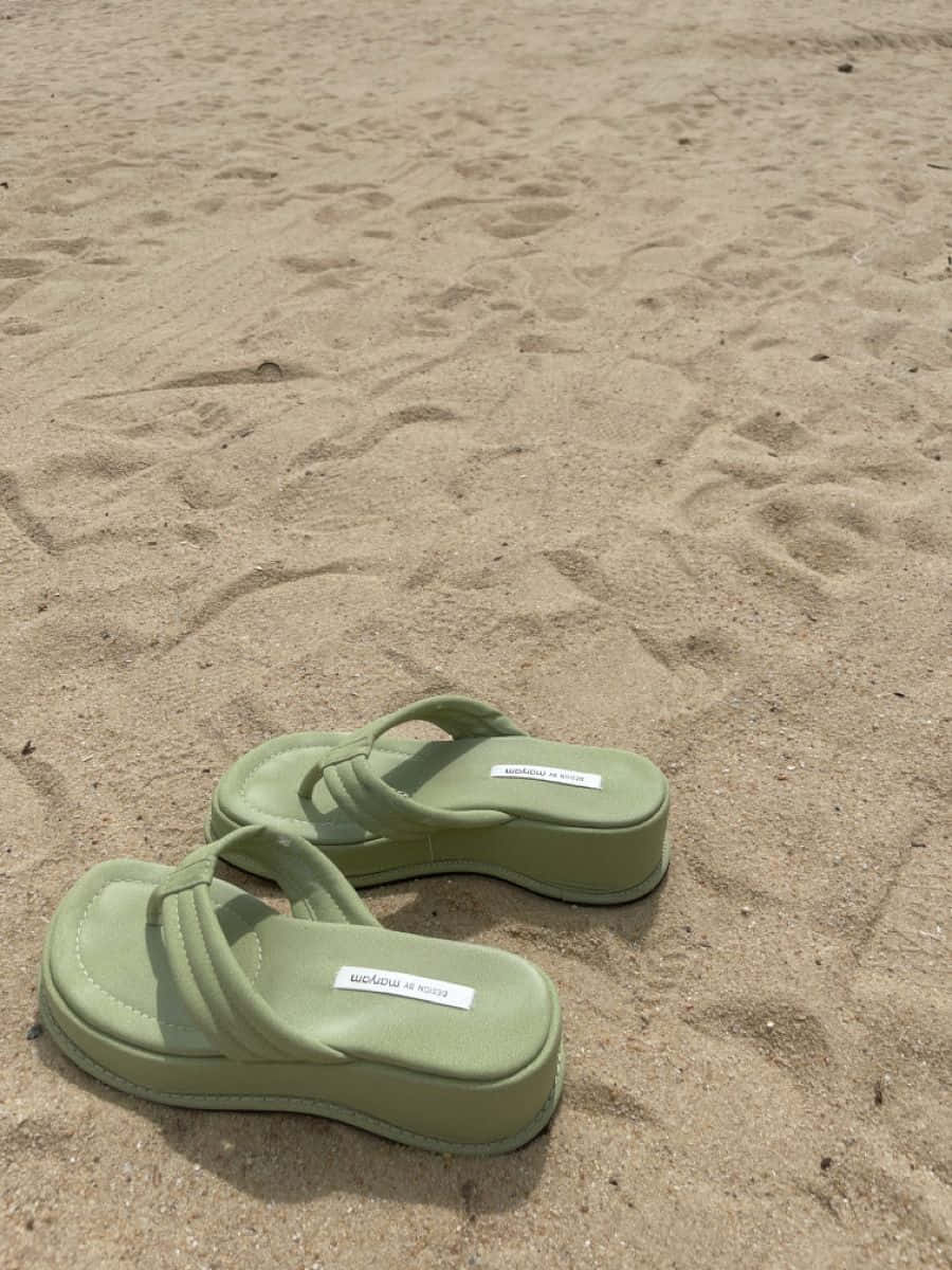 beach sandals, light green, platform sandals, SD Phone Wallpaper