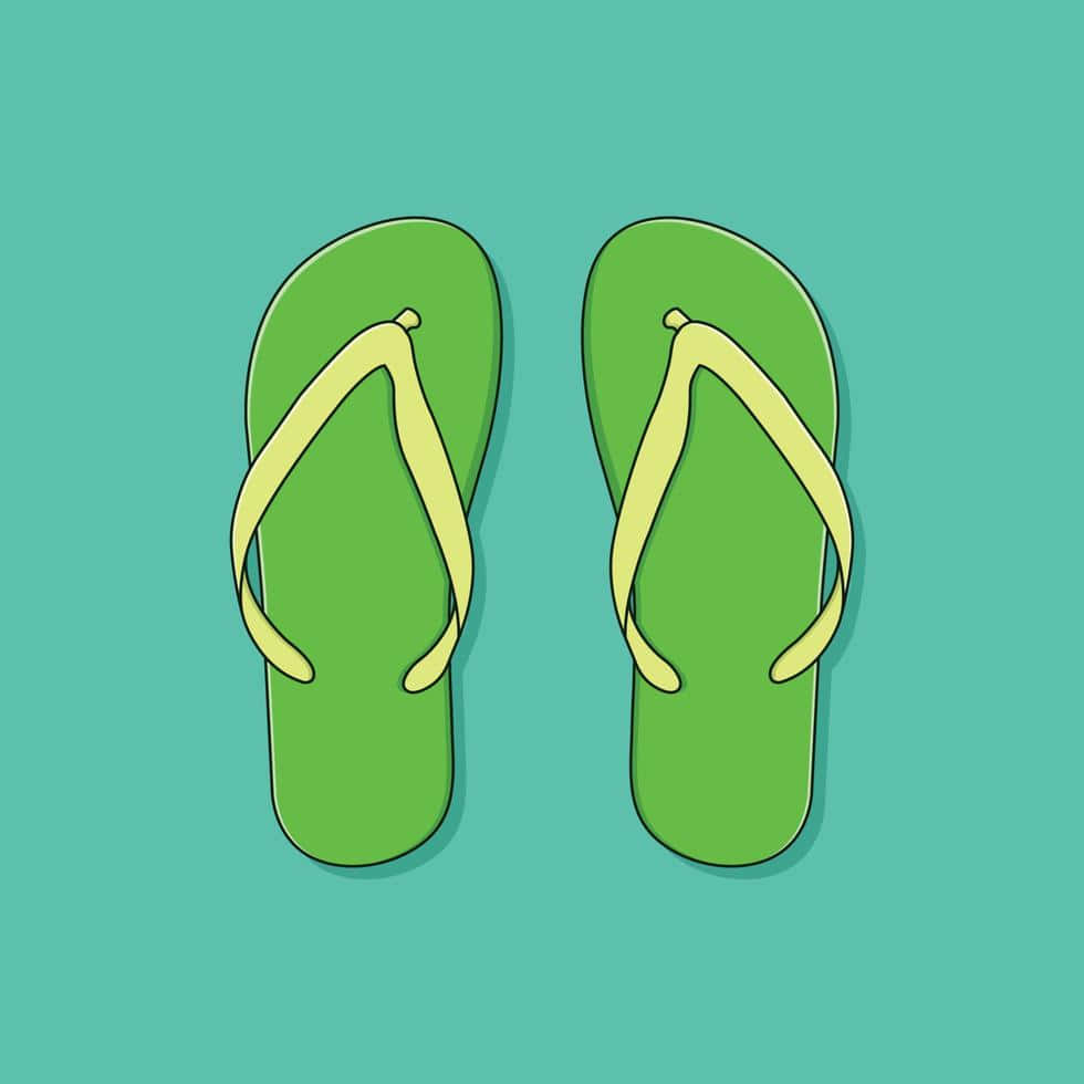 green flip flops, yellow straps, teal background, SD Desktop Wallpaper
