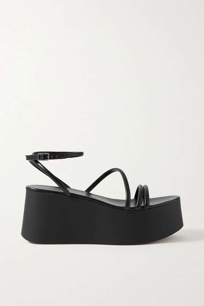 sandals 700 x 1050, sleek black platform sandal, thin straps, SD Phone Wallpaper
