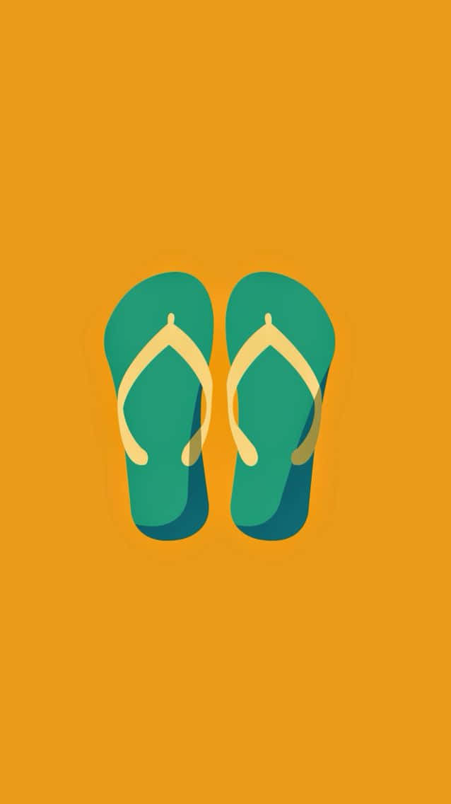 Beach Sandals, green flip flops, yellow straps, SD Phone Wallpaper