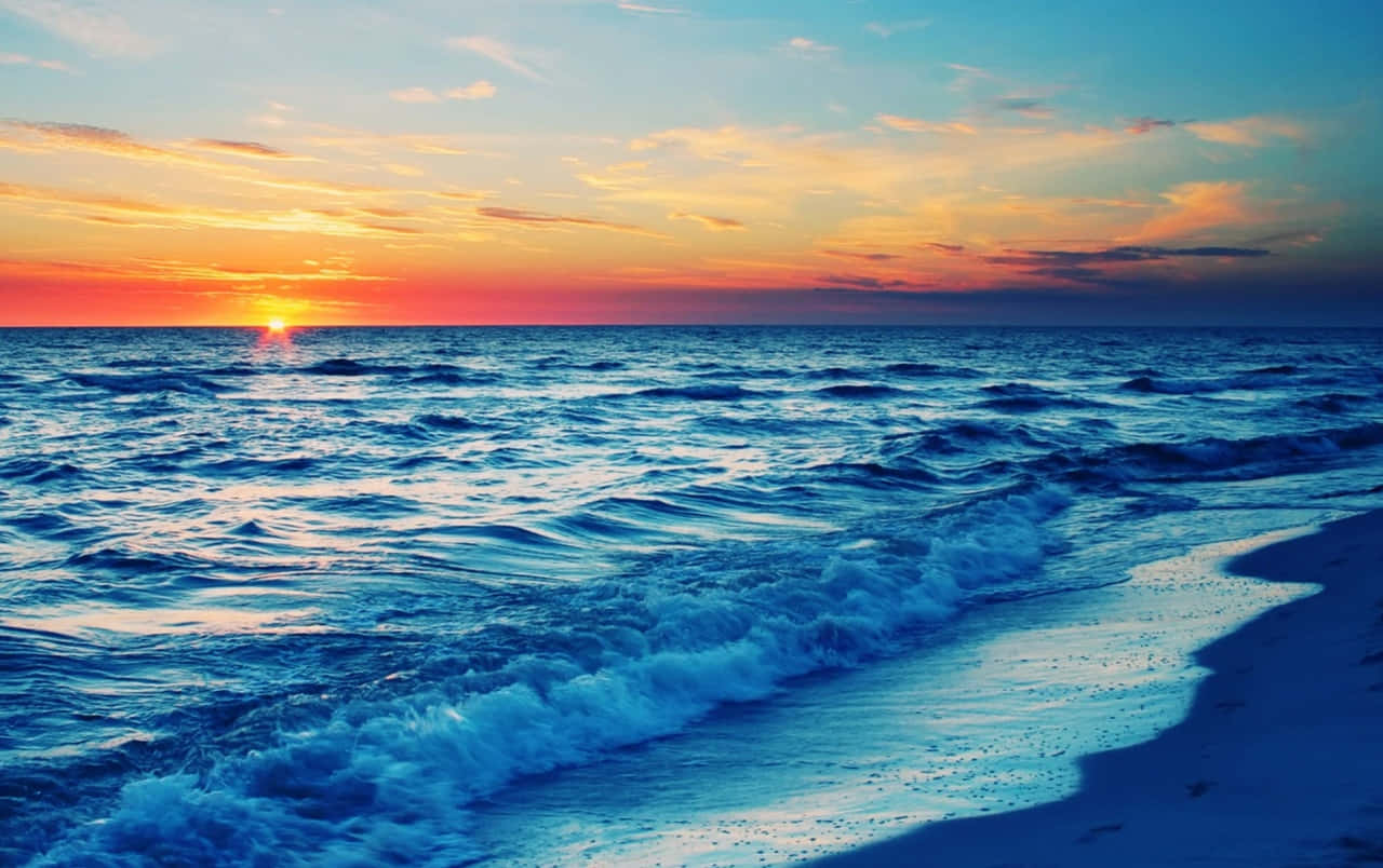 Sunset, fiery orange, pink, HD Desktop Wallpaper