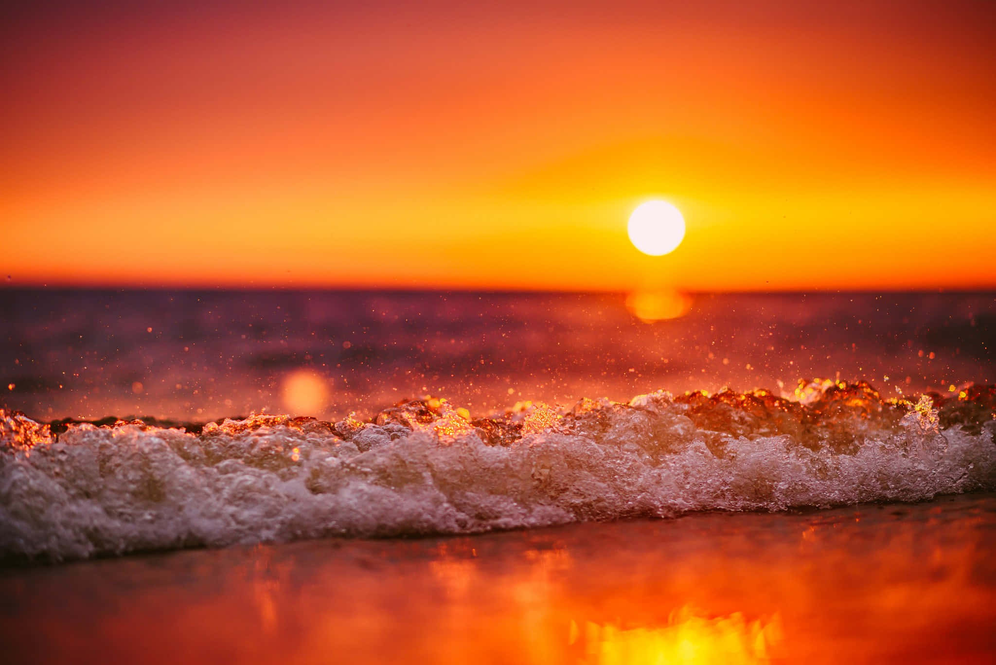 beach, sunset, ocean, Full HD Desktop Wallpaper