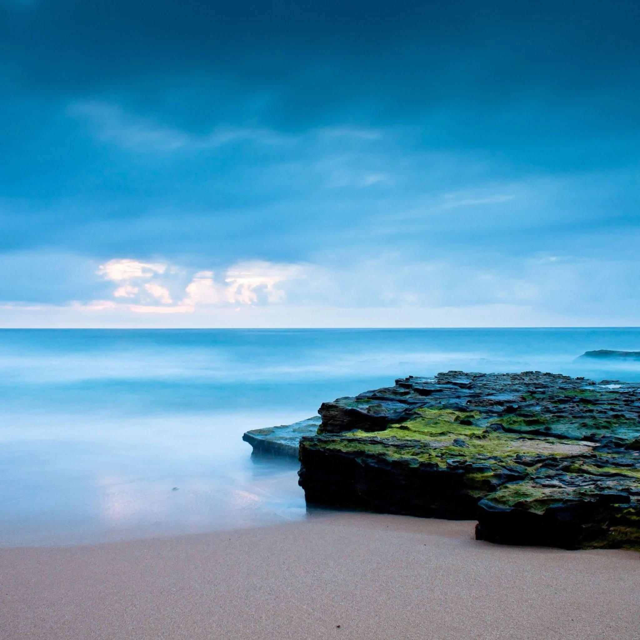 iPad Air 4, turquoise water, mossy rocks, Full HD Desktop Wallpaper