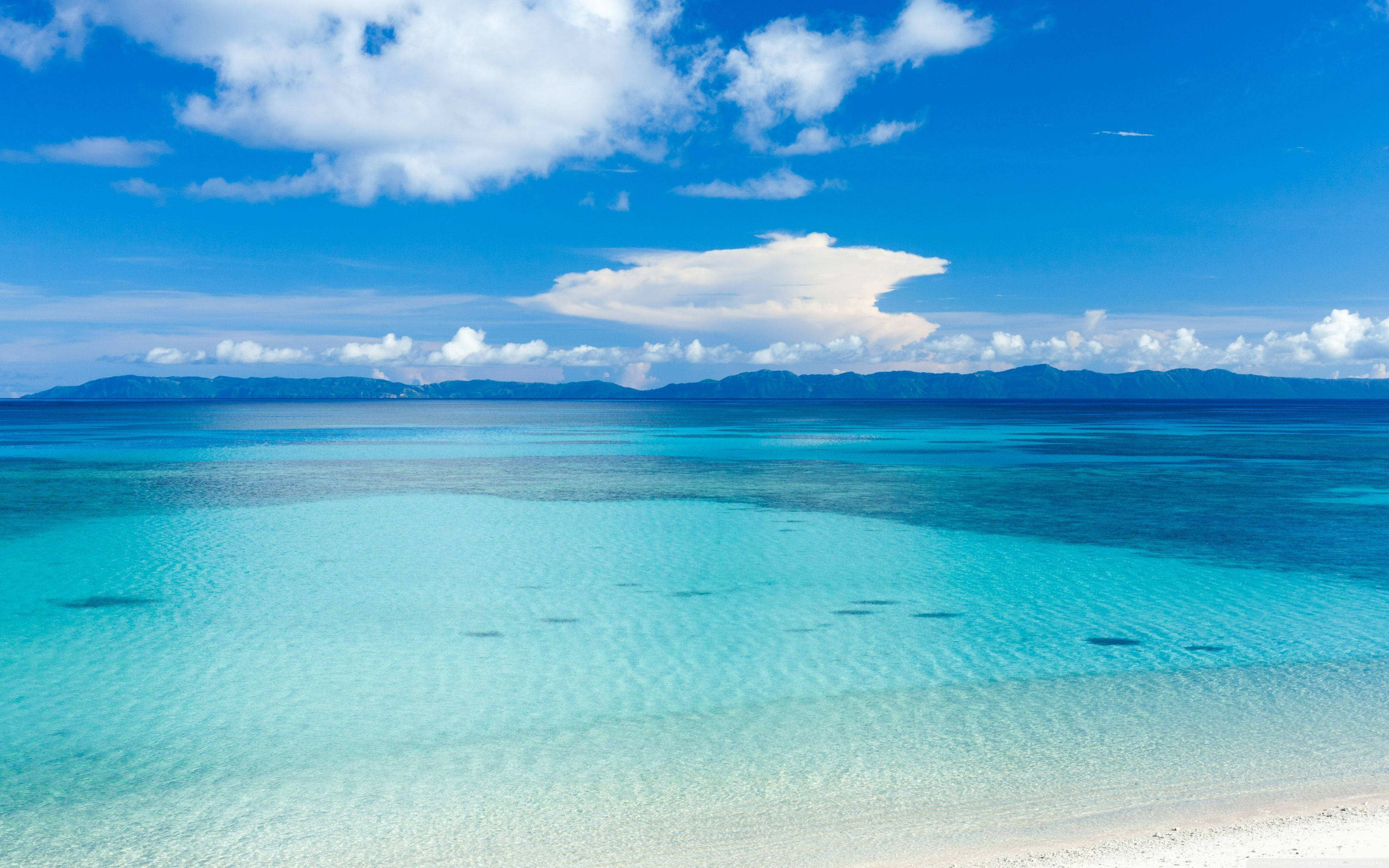 beach scenes desktop, tropical beach, crystal clear turquoise water, 4K Desktop Wallpaper