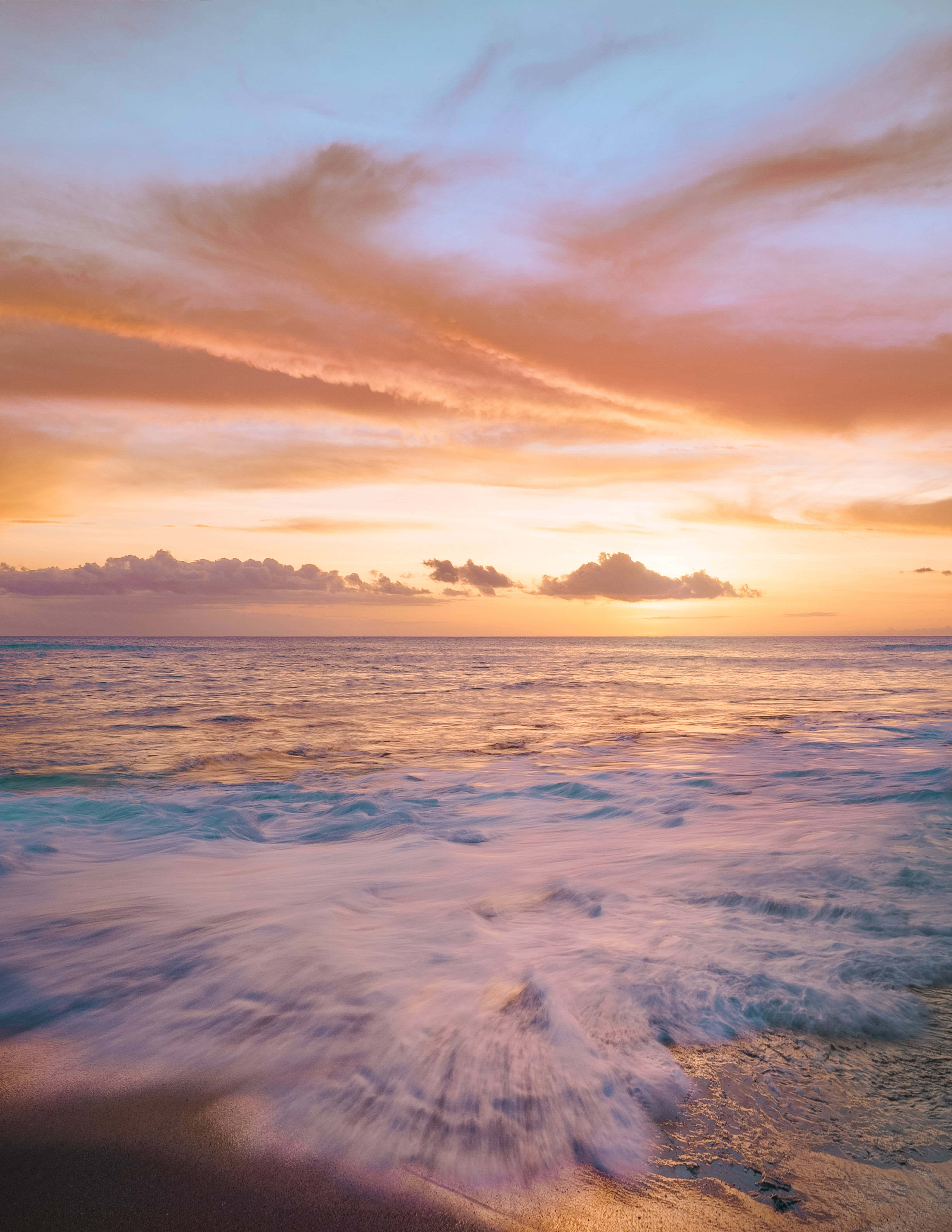 Sunset, blue, cream, 5K Phone Wallpaper