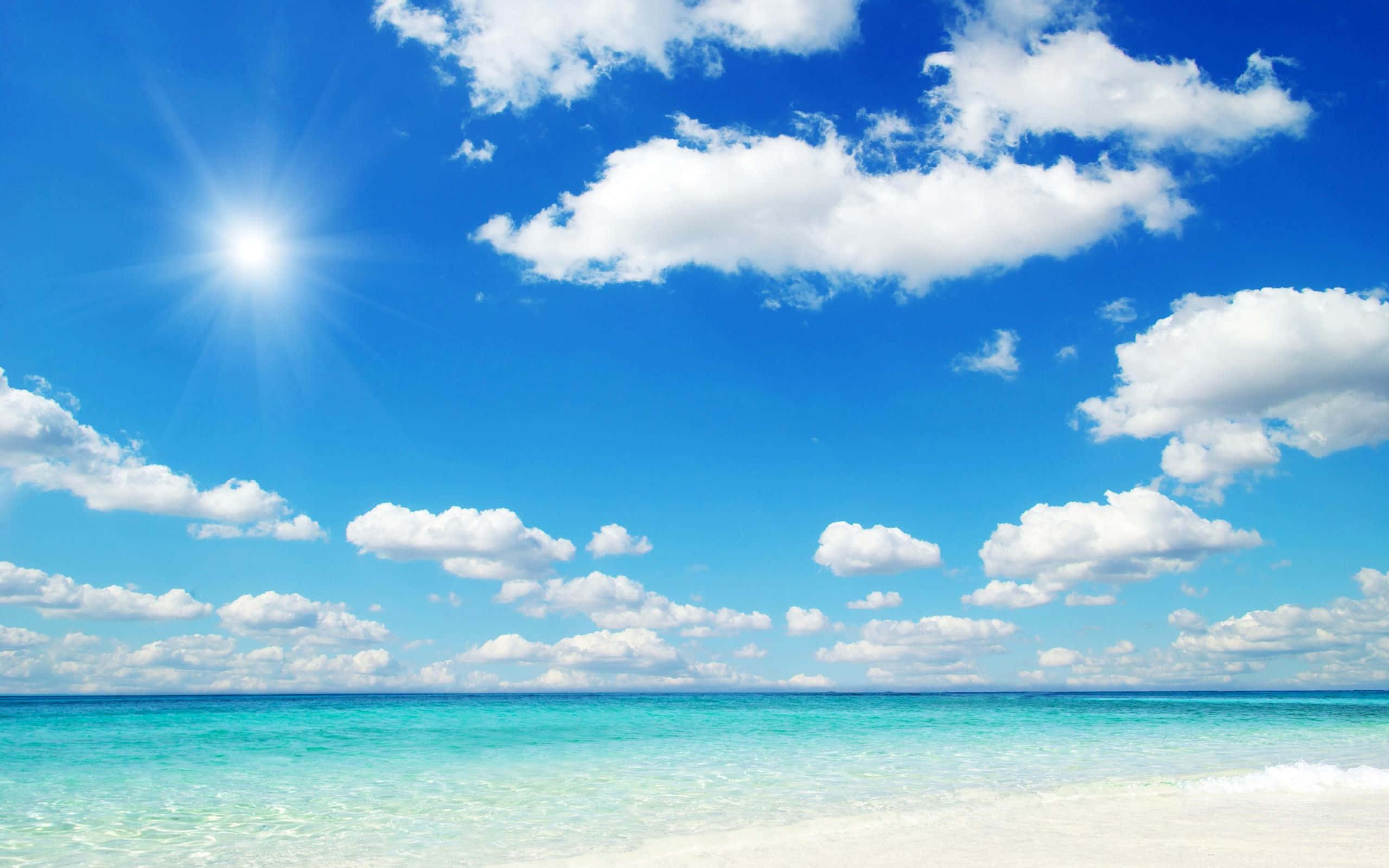 golden beach, turquoise waters, white sandy beach, 2K Desktop Wallpaper