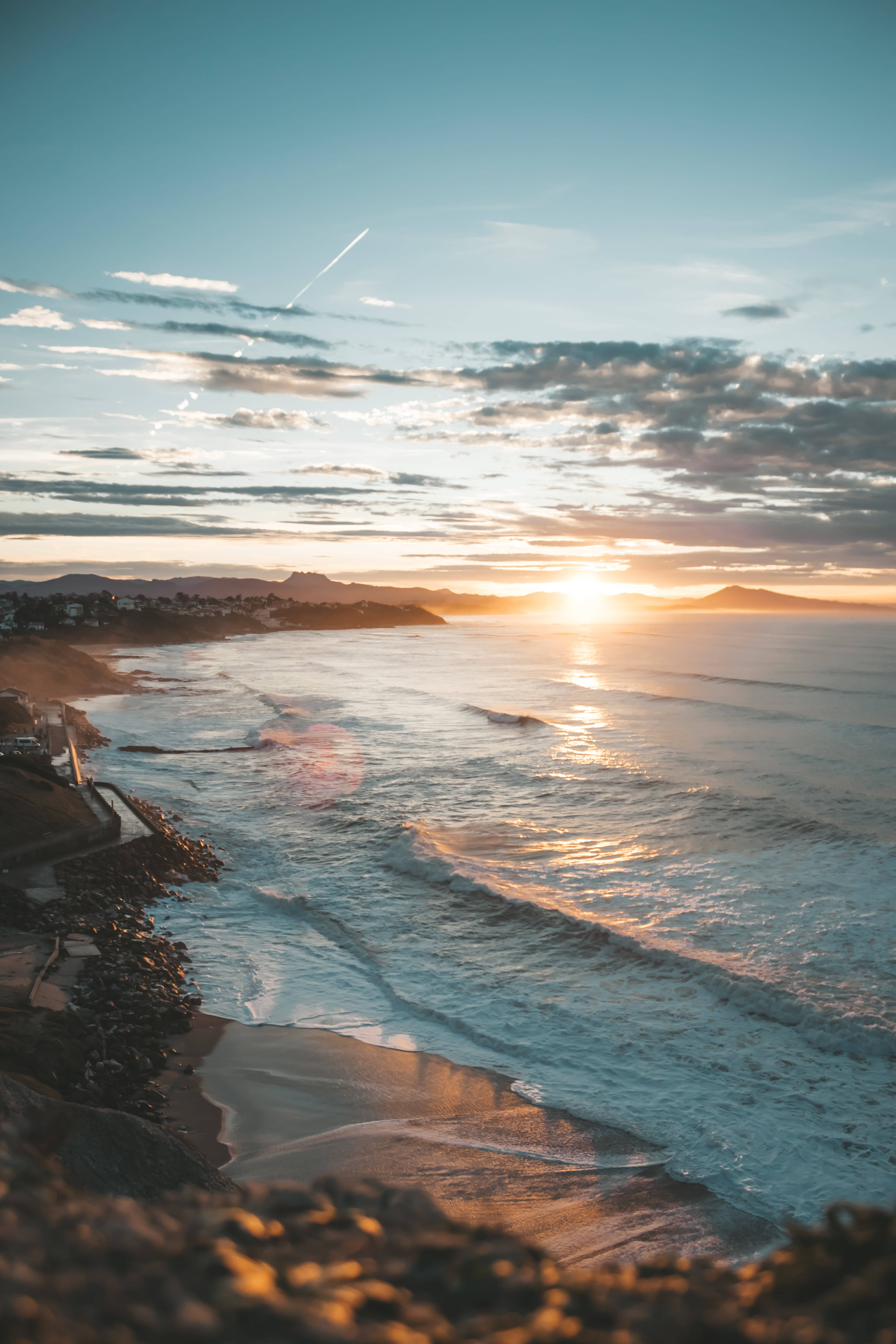 iPhone 7, Beach, Sunset, 5K Phone Wallpaper