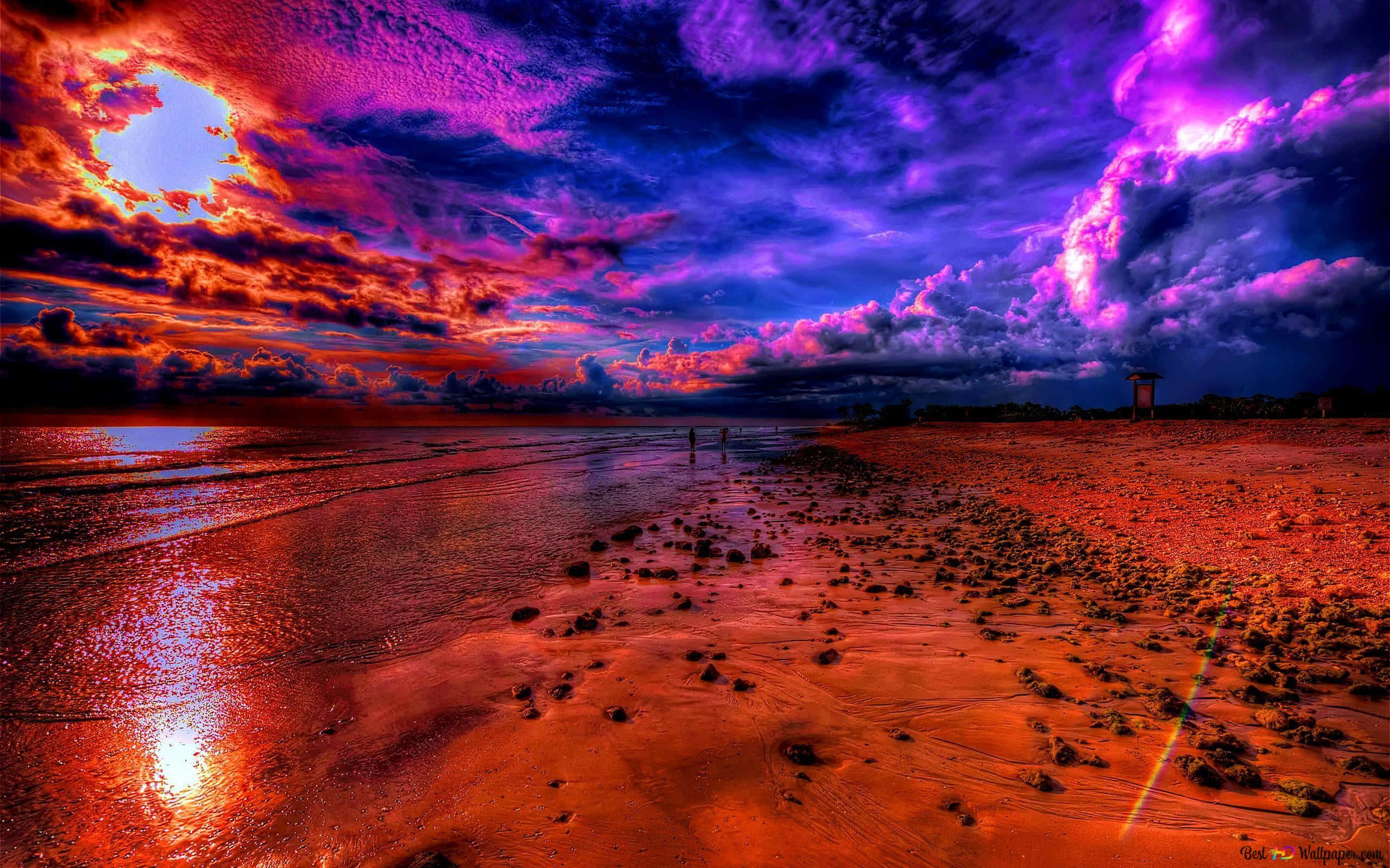 beach, sky, sunset, 2K Desktop Wallpaper