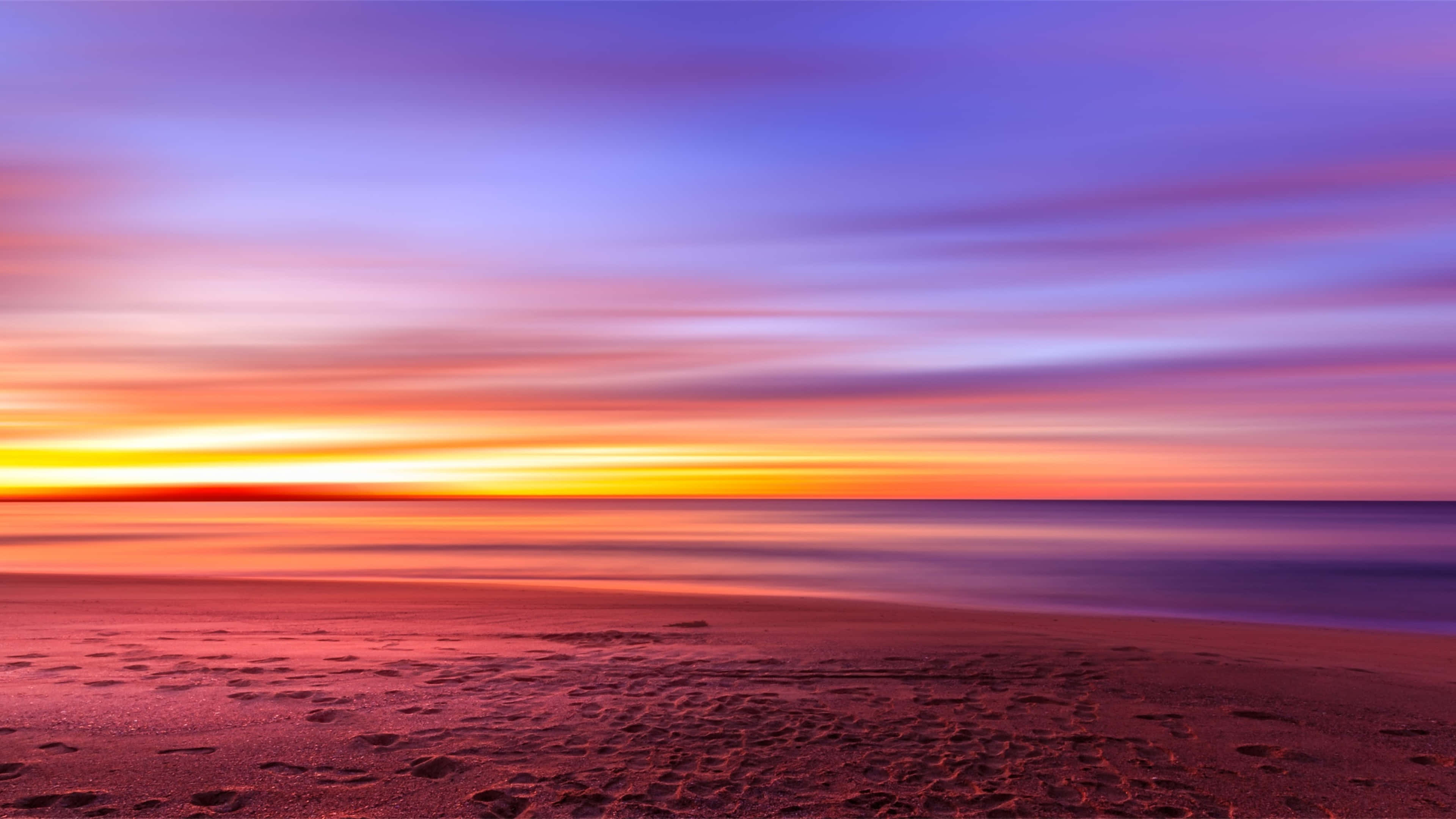 Beach Sky, sunset, vibrant orange, 4K Desktop Wallpaper