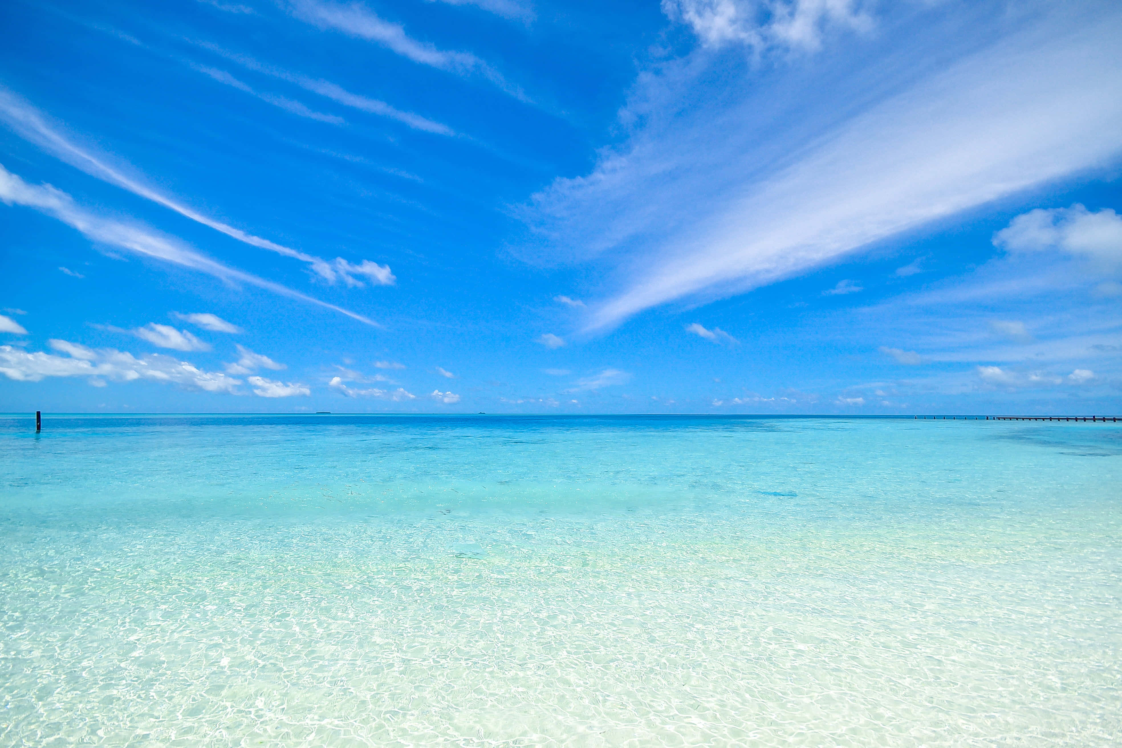 beach sky, turquoise ocean, brilliant blue sky, 4K Desktop Wallpaper