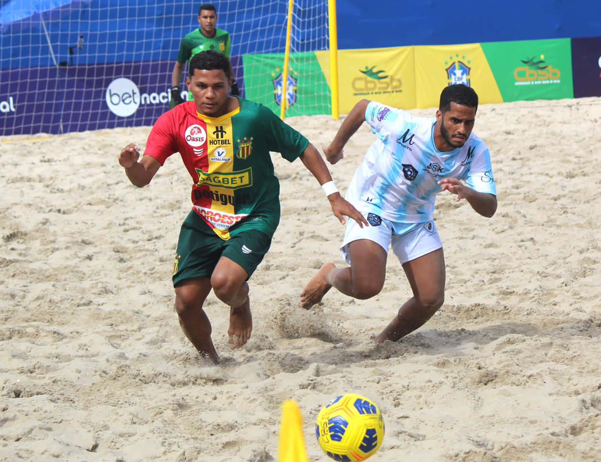 beach soccer, yellow ball, sunlit sand, Full HD Desktop Wallpaper