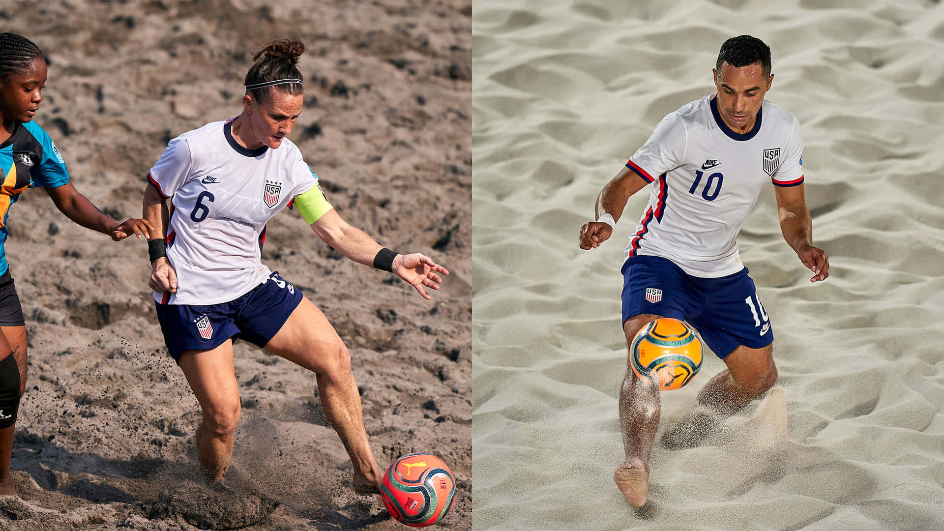 Beach Soccer, sandy beach field, vibrant ball, Full HD Desktop Wallpaper