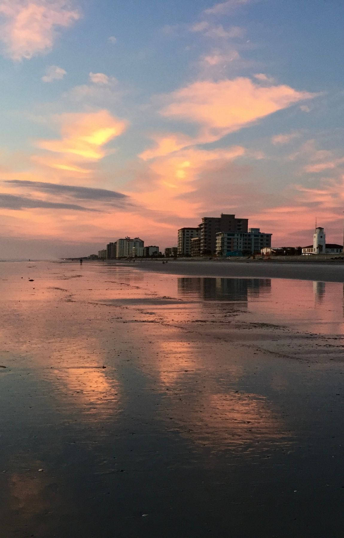 beach, sunrise, pink and orange clouds, HD Phone Wallpaper