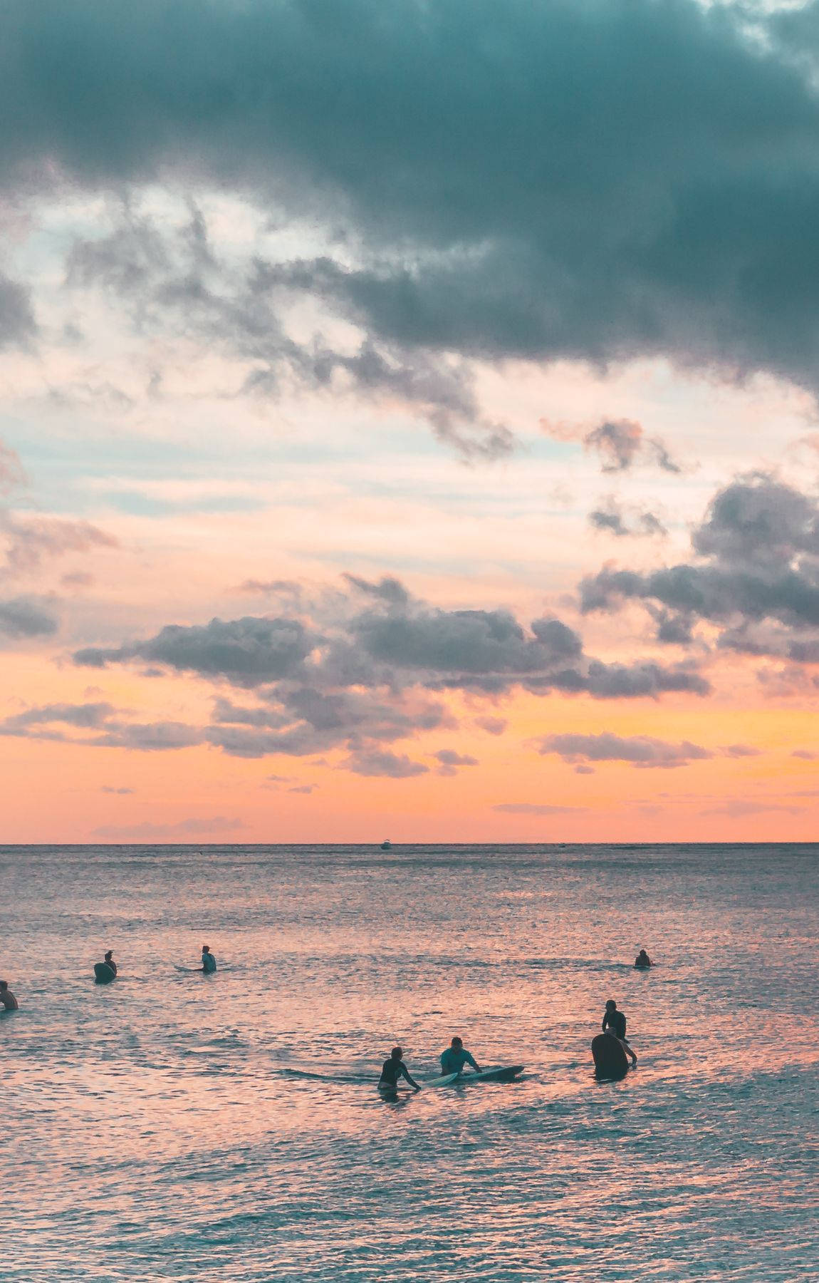 people swimming silhouette, beach sunrise, dramatic sunset sky, HD Phone Wallpaper