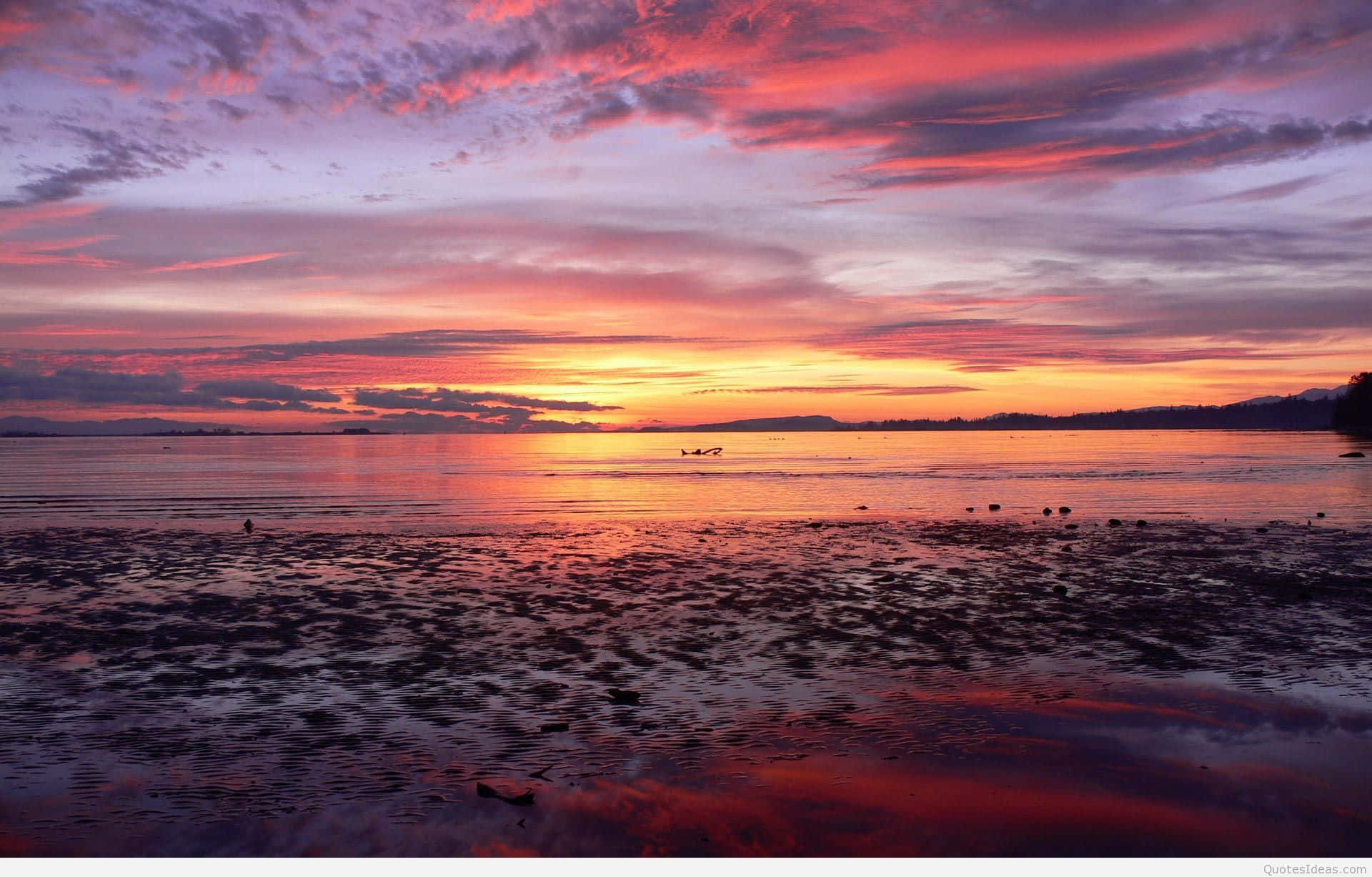 sunset, fiery reds, purples, Full HD Desktop Wallpaper